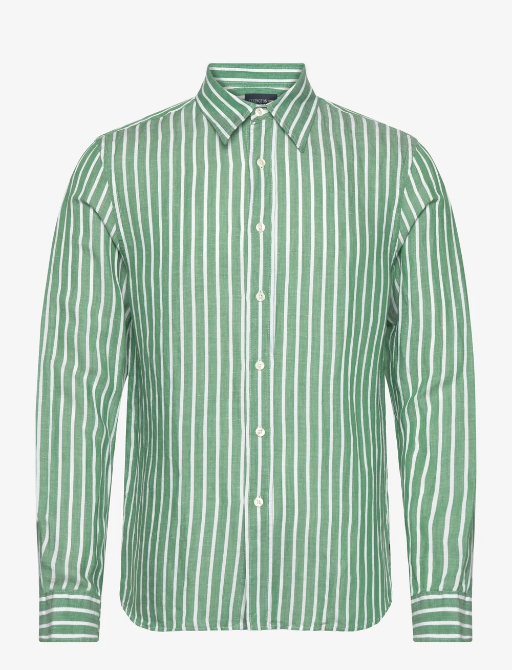 Lexington Clothing - Classic Hemp Striped Shirt - chemises à rayures - green/white stripe - 0