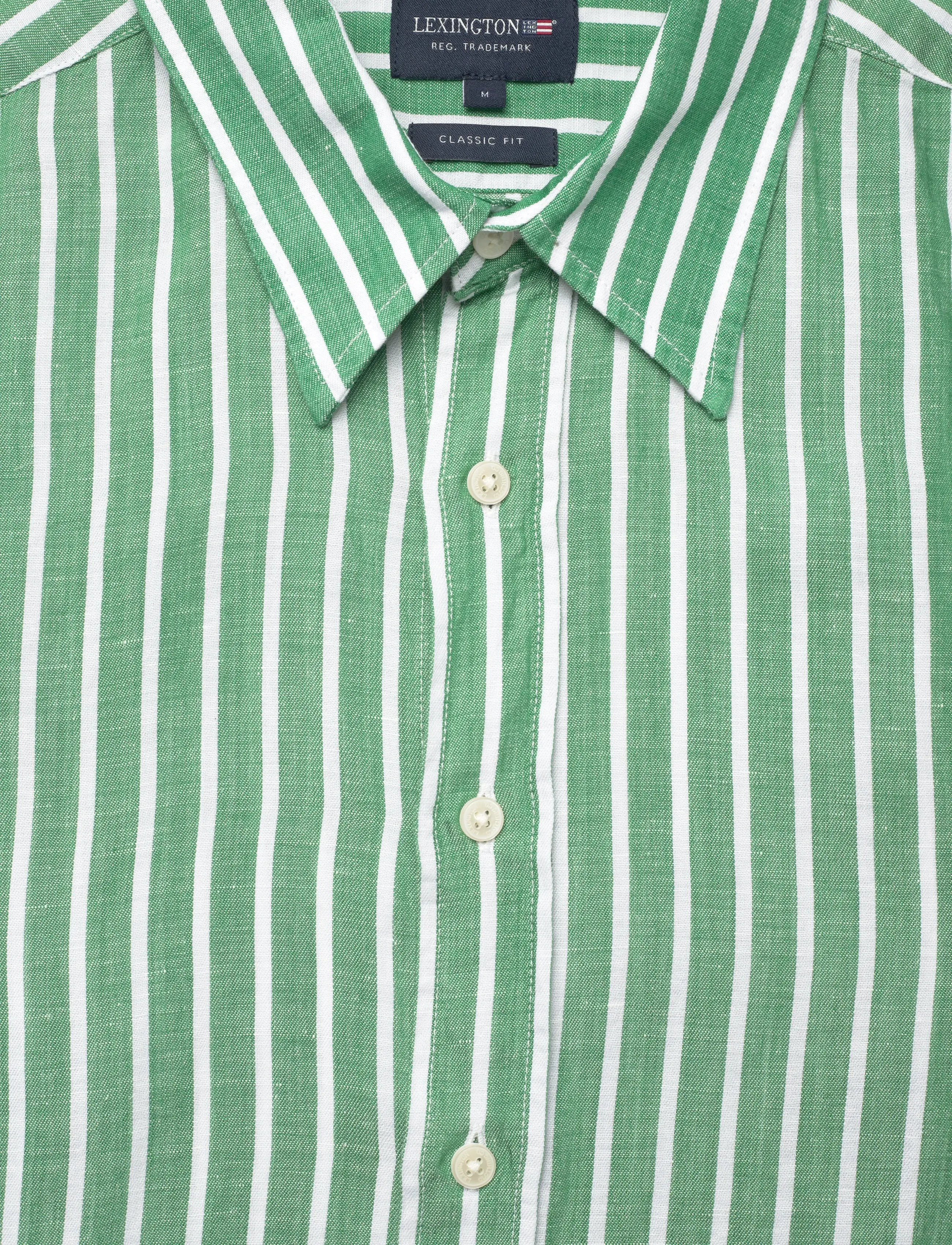 Lexington Clothing - Classic Hemp Striped Shirt - linasest riidest särgid - green/white stripe - 2