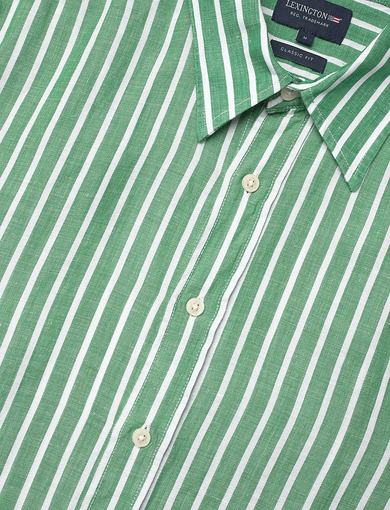 Lexington Clothing - Classic Hemp Striped Shirt - stribede skjorter - green/white stripe - 3