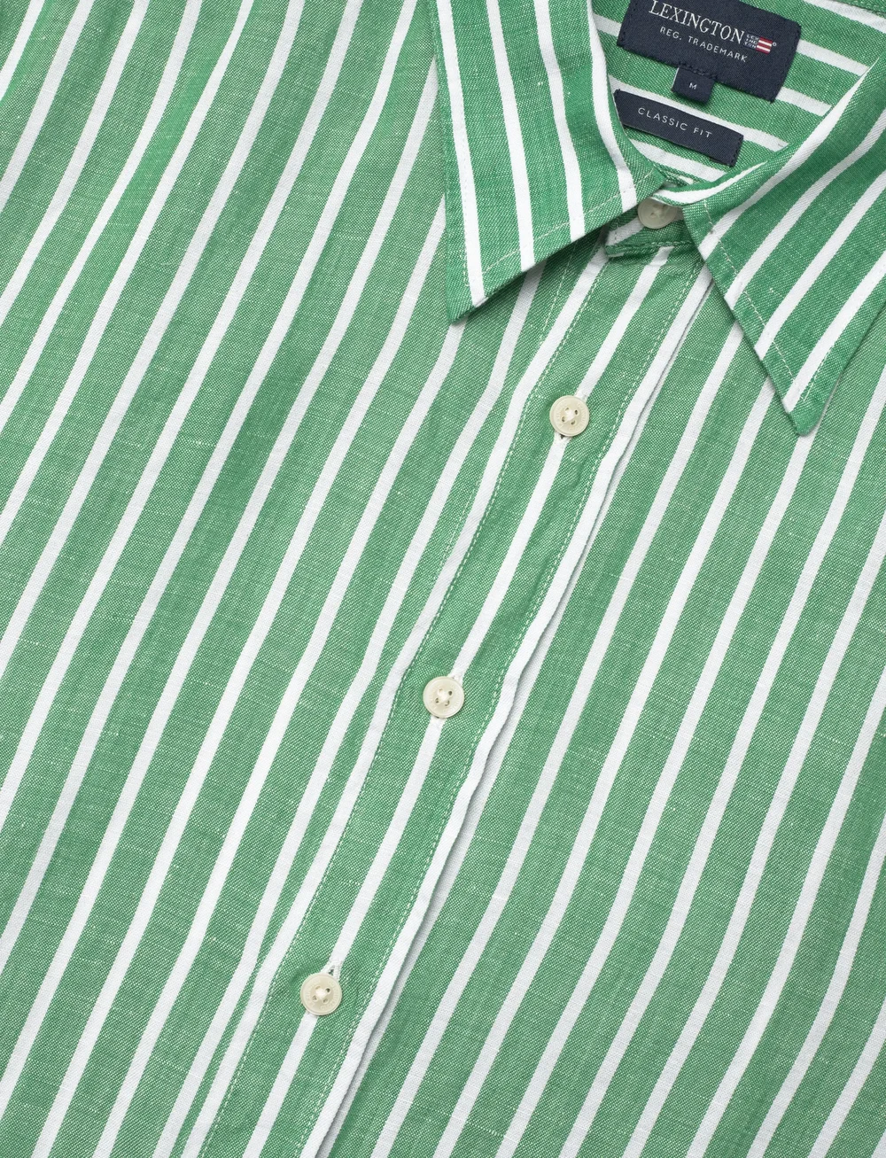 Lexington Clothing - Classic Hemp Striped Shirt - chemises à rayures - green/white stripe - 3