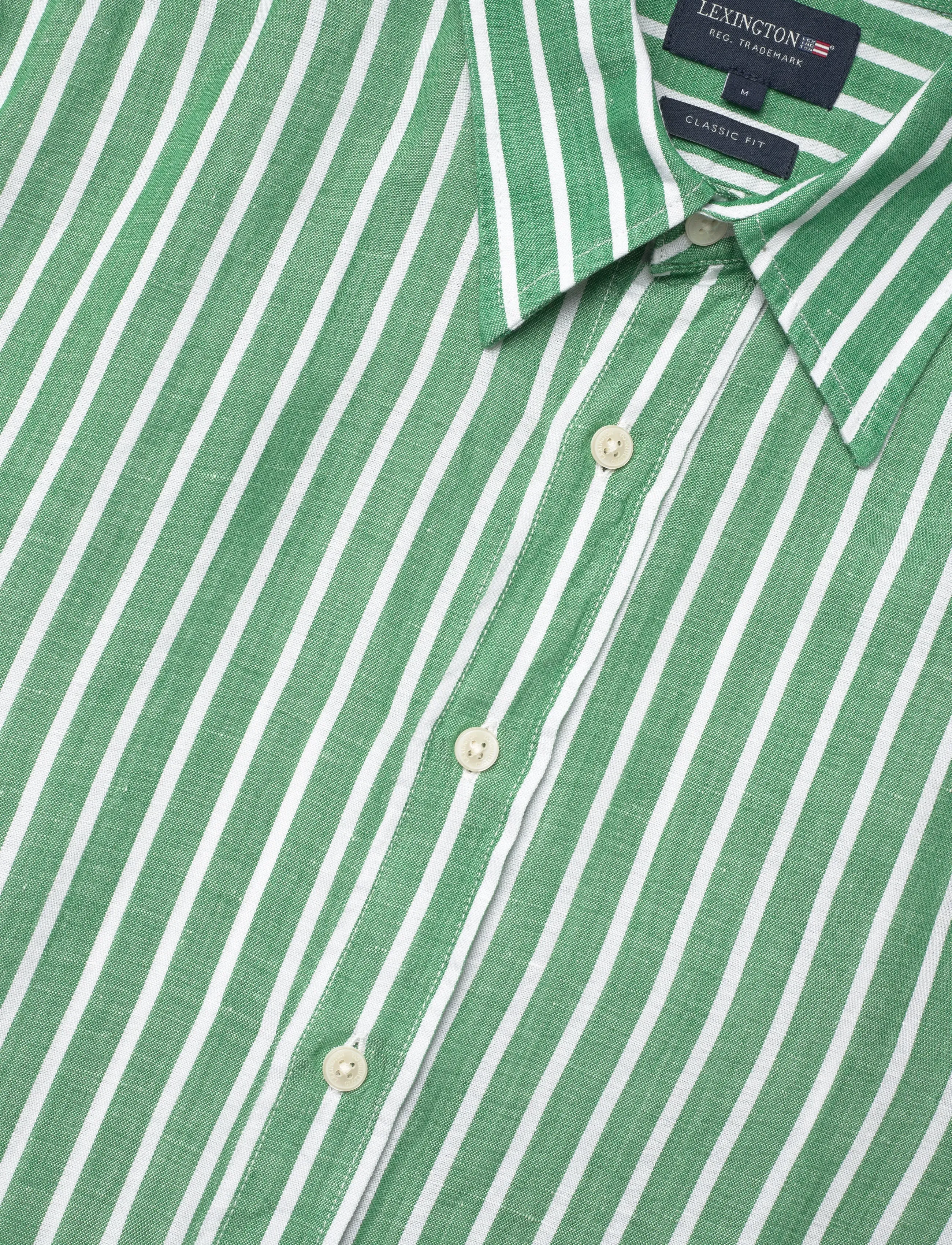 Lexington Clothing - Classic Hemp Striped Shirt - linasest riidest särgid - green/white stripe - 3