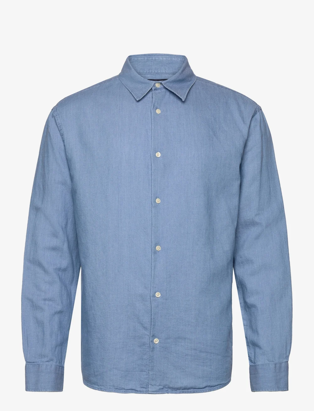 Lexington Clothing - Loose Indigo Linen/Tencel Shirt - rennot kauluspaidat - indigo - 1