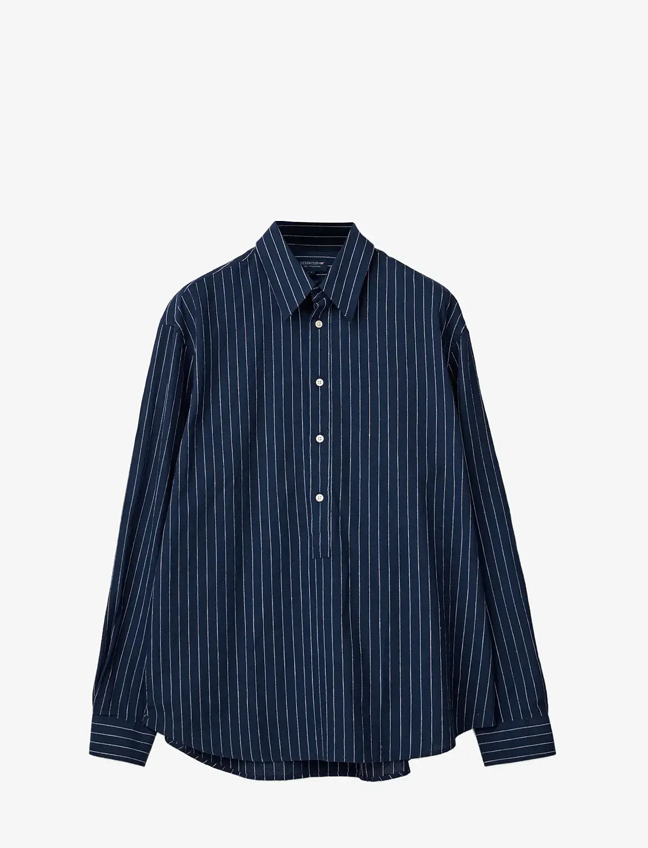 Lexington Clothing - Loose Pinstriped Shirt - linen shirts - dk blue/white stripe - 1