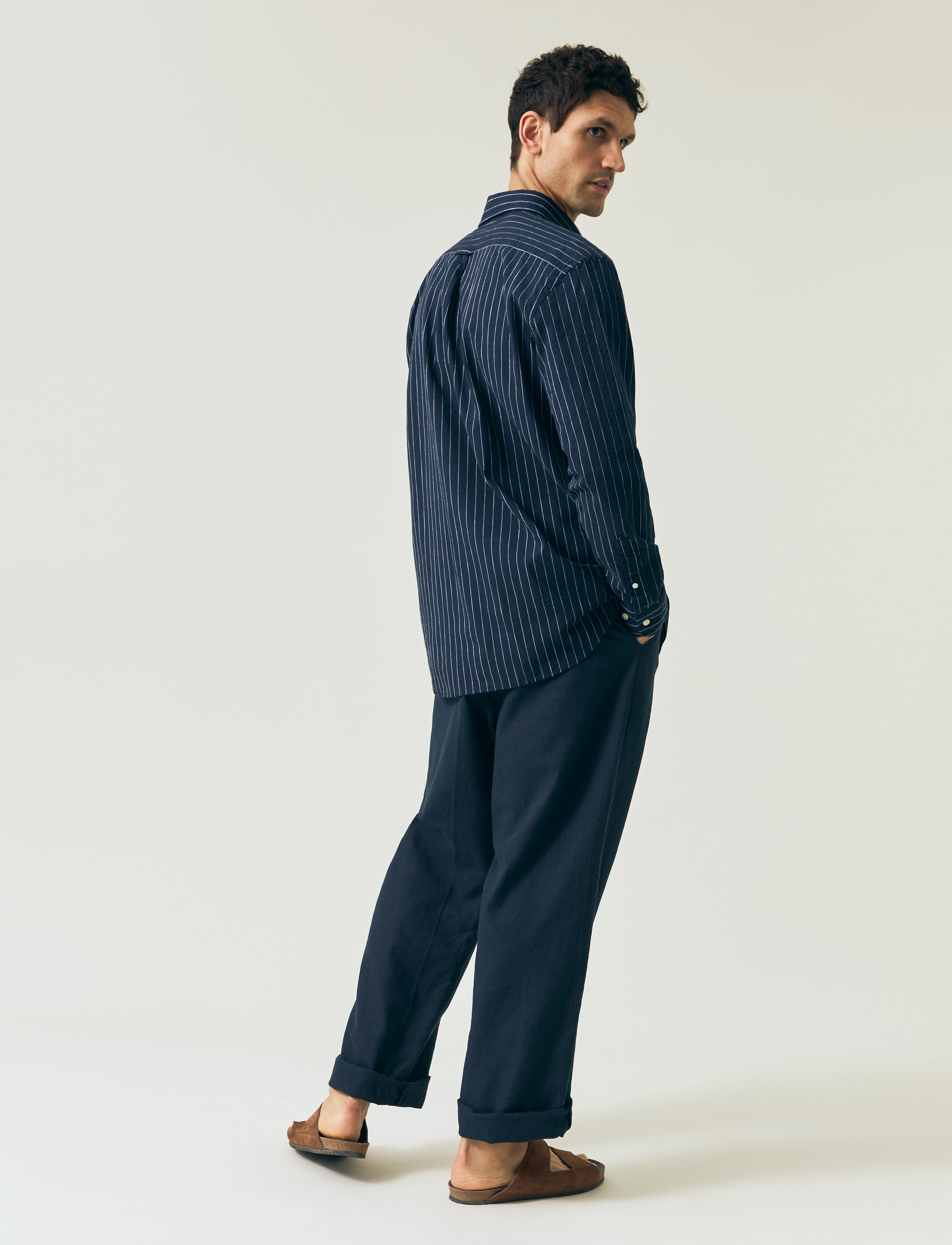 Lexington Clothing - Loose Pinstriped Shirt - dk blue/white stripe - 2