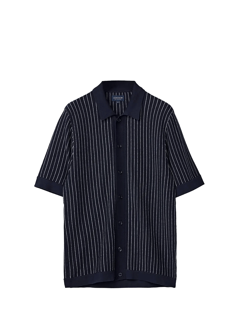 Lexington Clothing - Shortsleeve Polo Cardigan Sweater - lühikeste varrukatega särgid - dk blue/white stripe - 1
