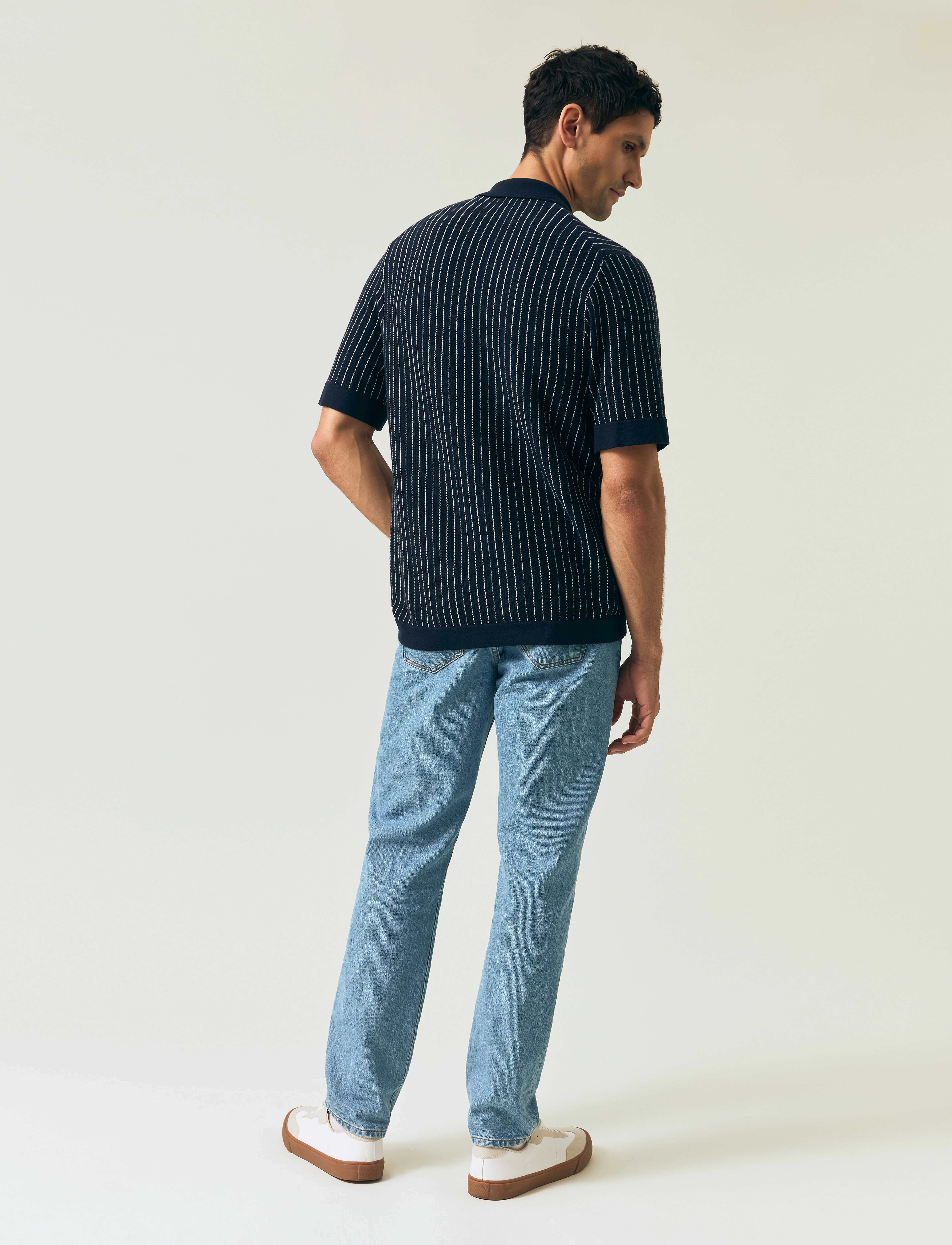 Lexington Clothing - Shortsleeve Polo Cardigan Sweater - chemises à manches courtes - dk blue/white stripe - 2