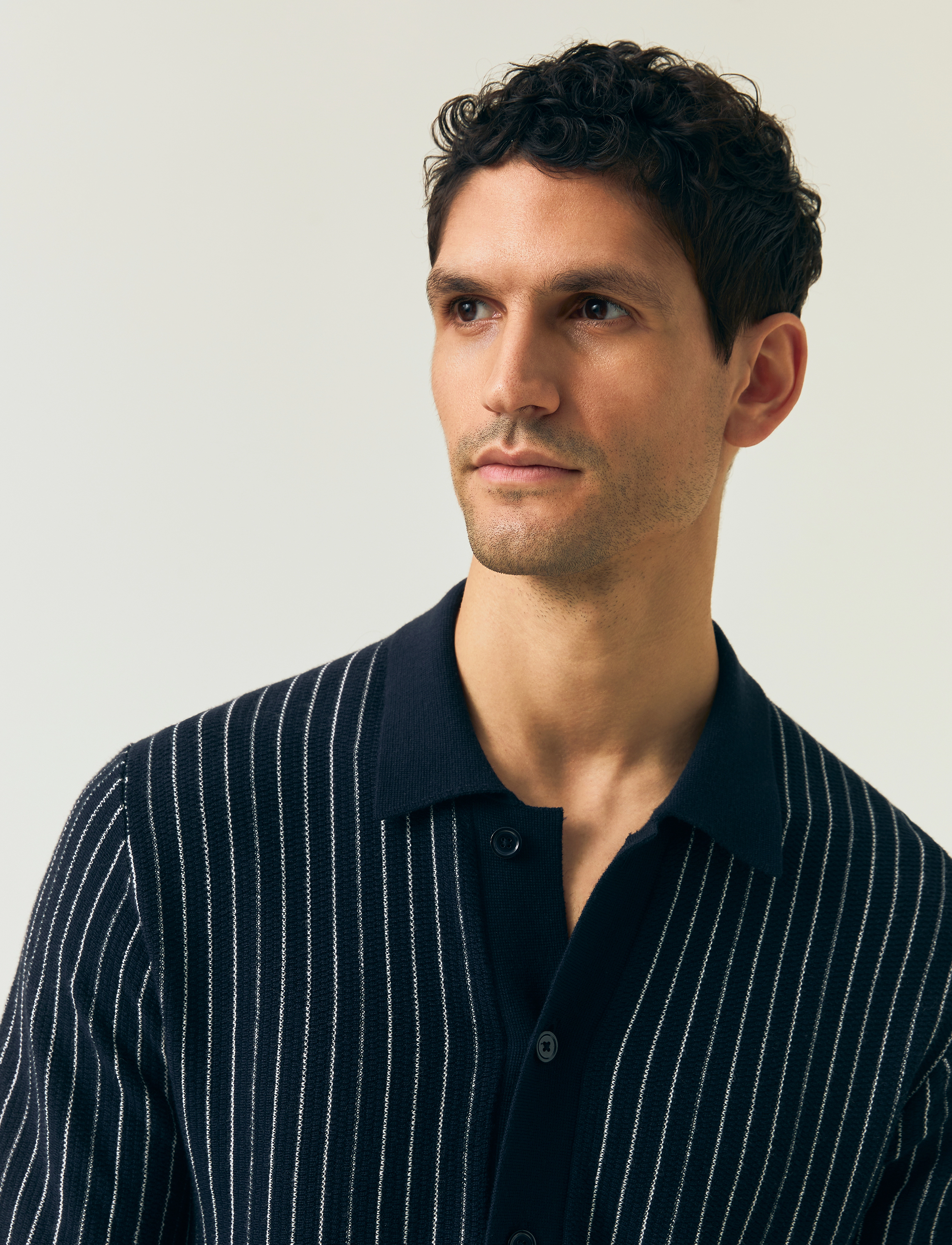 Lexington Clothing - Shortsleeve Polo Cardigan Sweater - chemises à manches courtes - dk blue/white stripe - 3