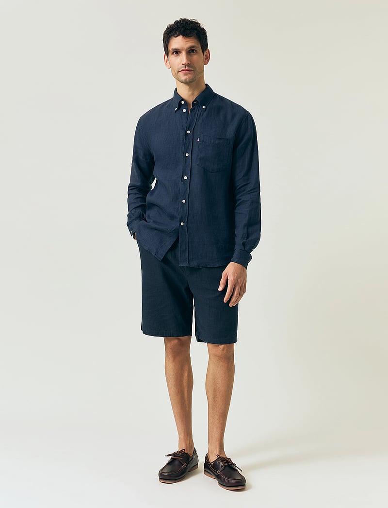 Lexington Clothing - Casual Linen Blend Shorts - linneshorts - dark blue - 0