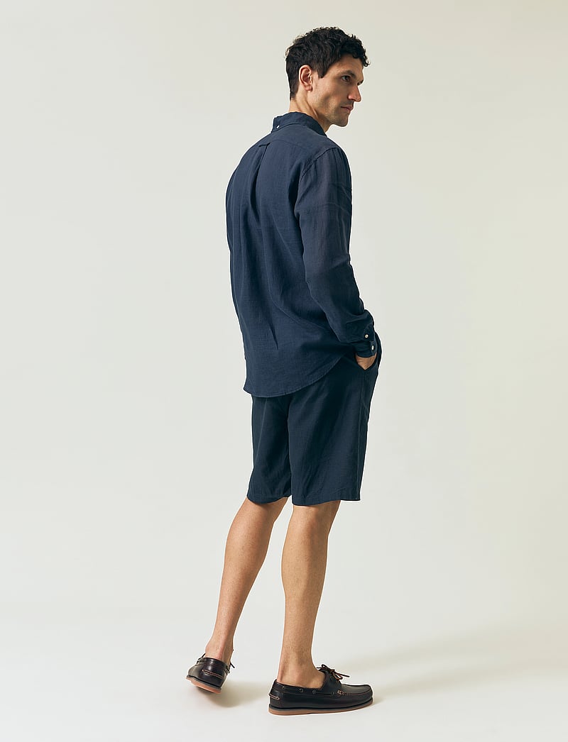 Lexington Clothing - Casual Linen Blend Shorts - linneshorts - dark blue - 2