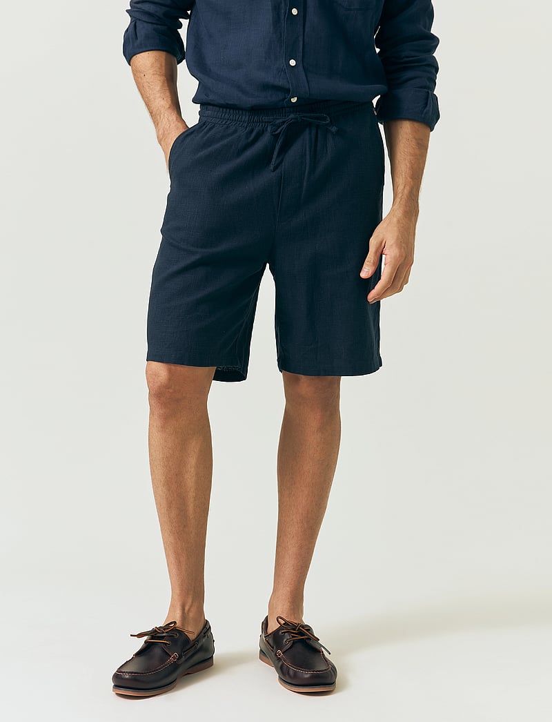 Lexington Clothing - Casual Linen Blend Shorts - linneshorts - dark blue - 4