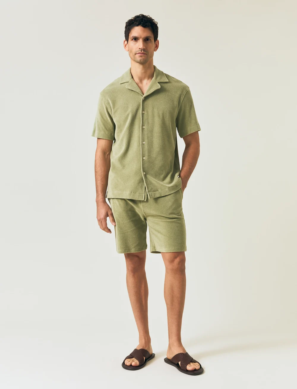 Lexington Clothing - Camp Organic Cotton Terry Shirt - kortärmade skjortor - green - 0