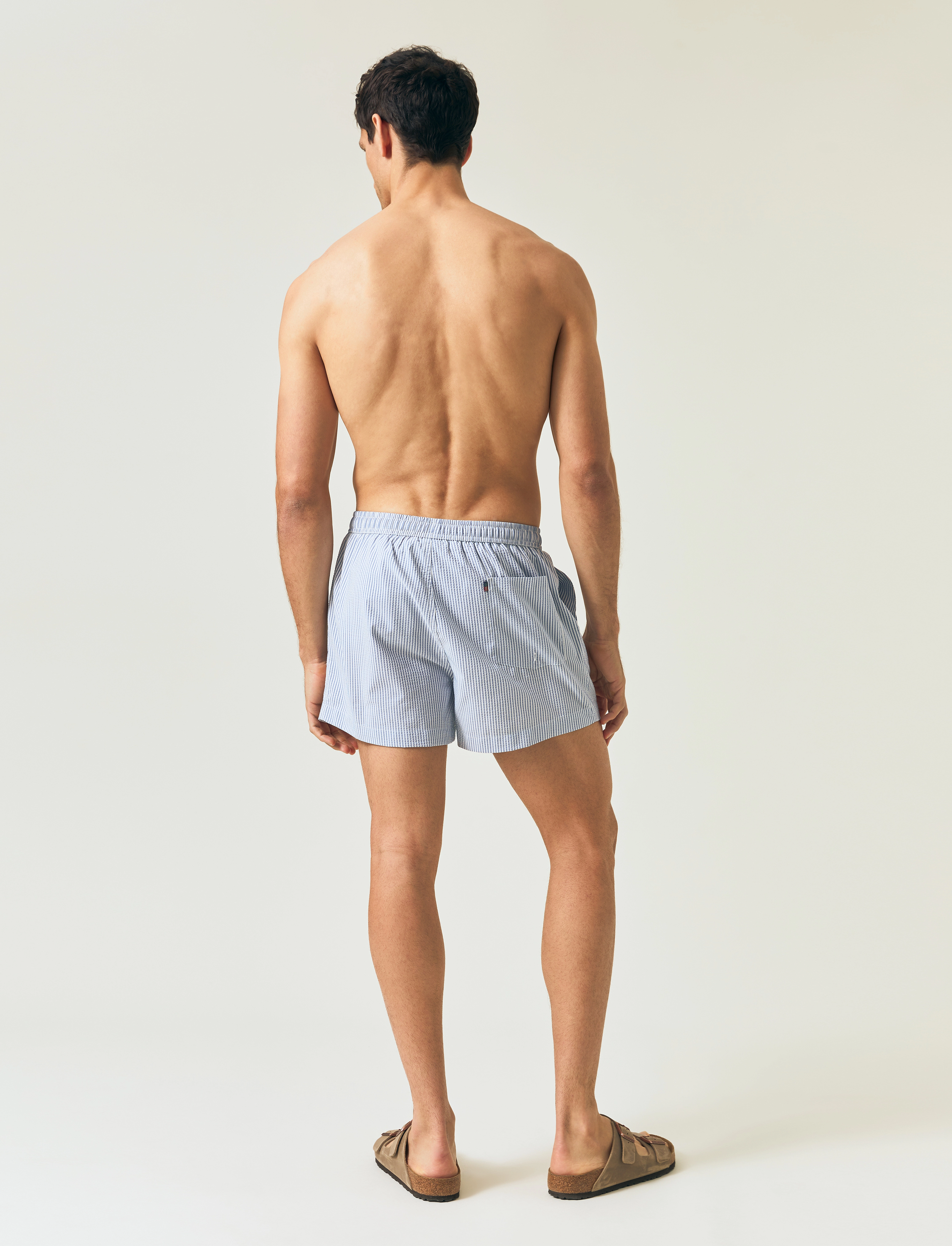 Lexington Clothing - Striped Seersucker Swim Trunks - blue/white stripe - 2