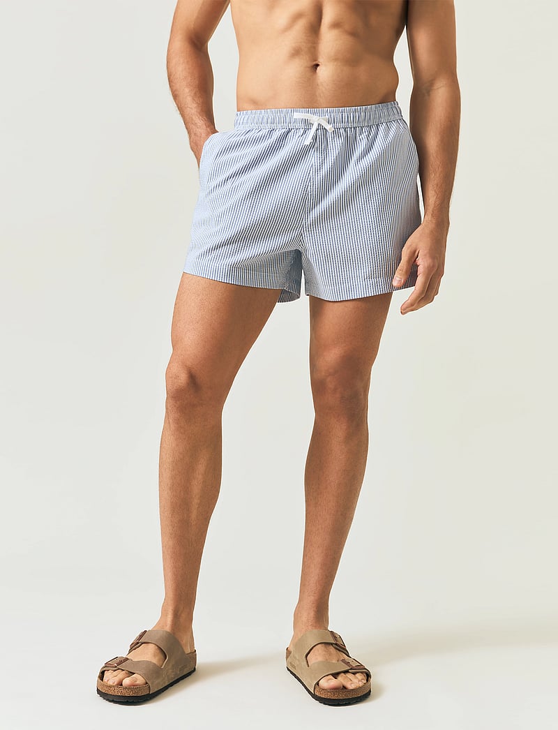 Lexington Clothing - Striped Seersucker Swim Trunks - badeshortser - blue/white stripe - 4