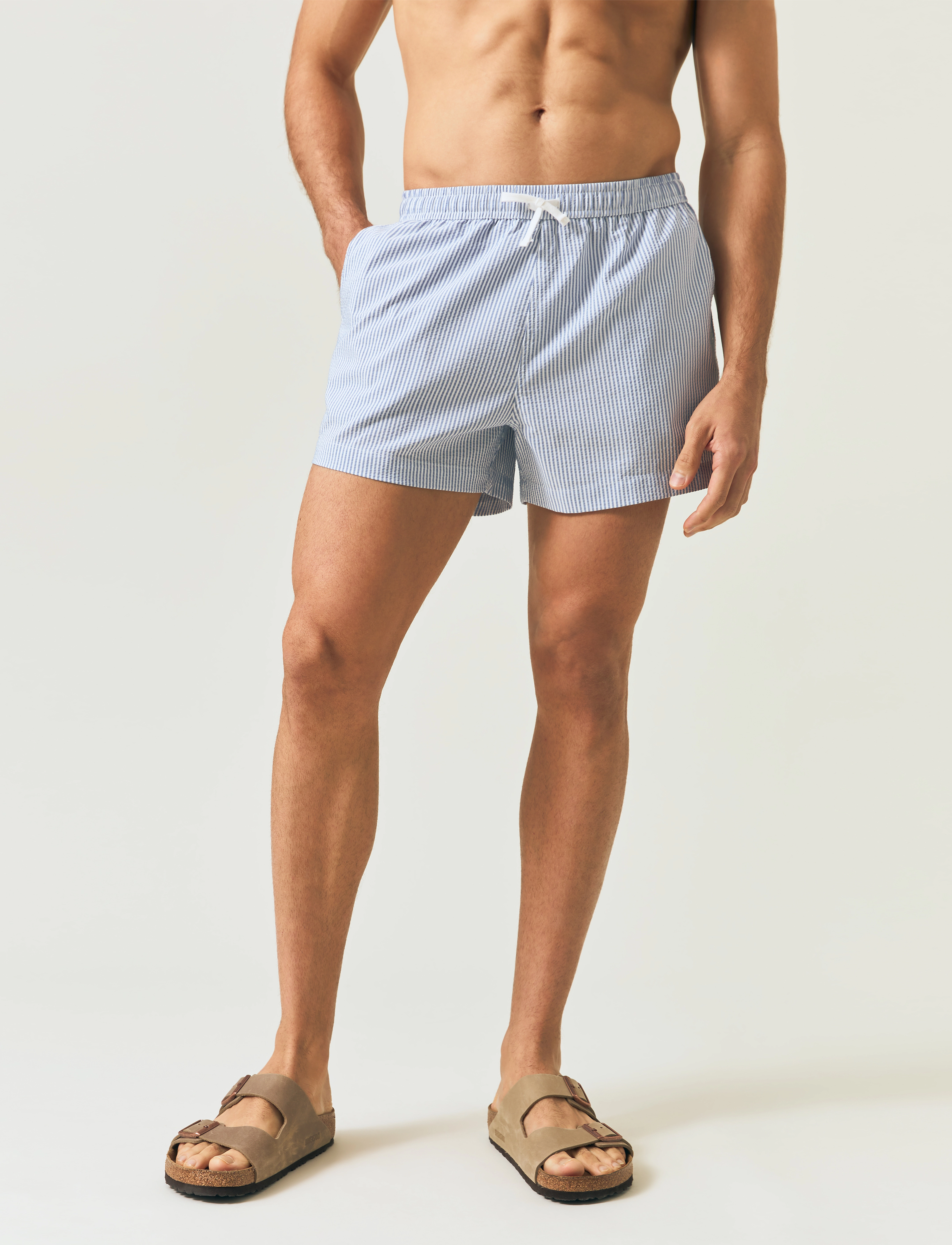 Lexington Clothing - Striped Seersucker Swim Trunks - blue/white stripe - 4