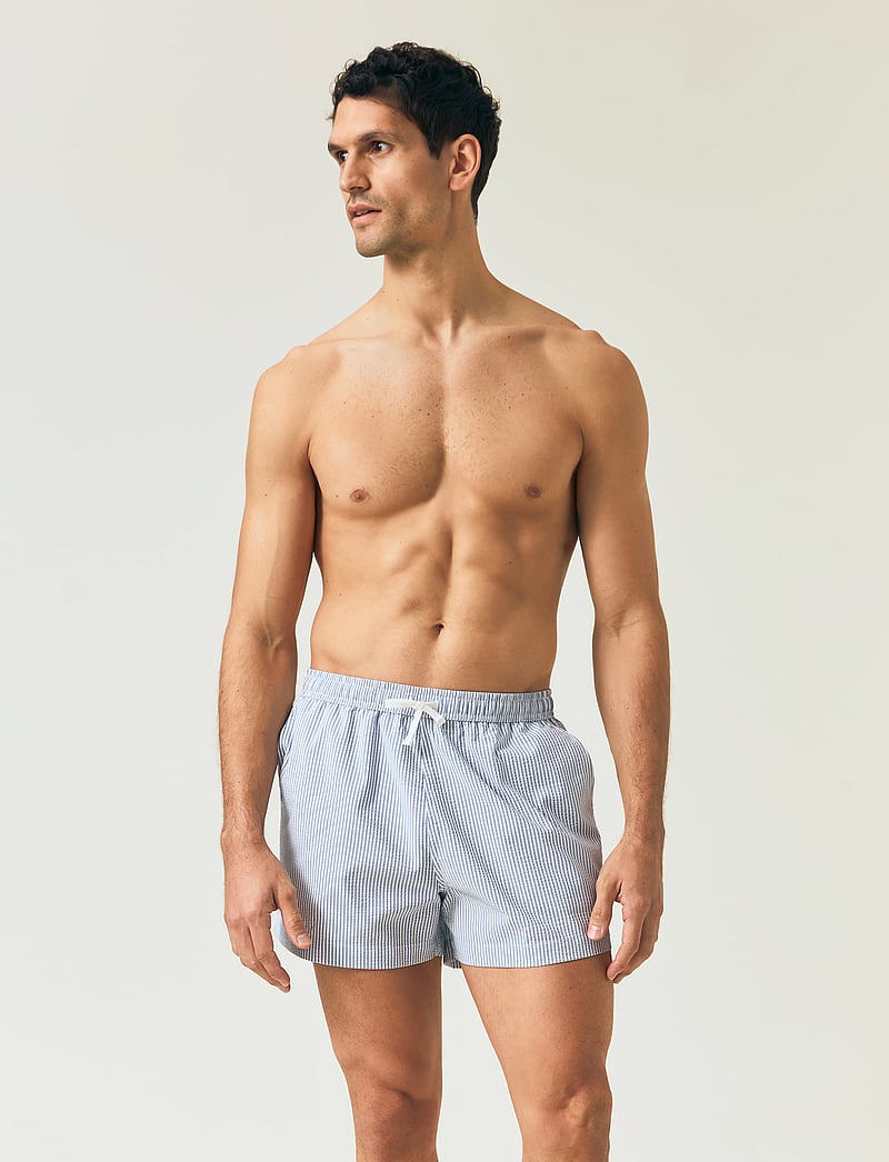 Lexington Clothing - Striped Seersucker Swim Trunks - badeshortser - blue/white stripe - 5