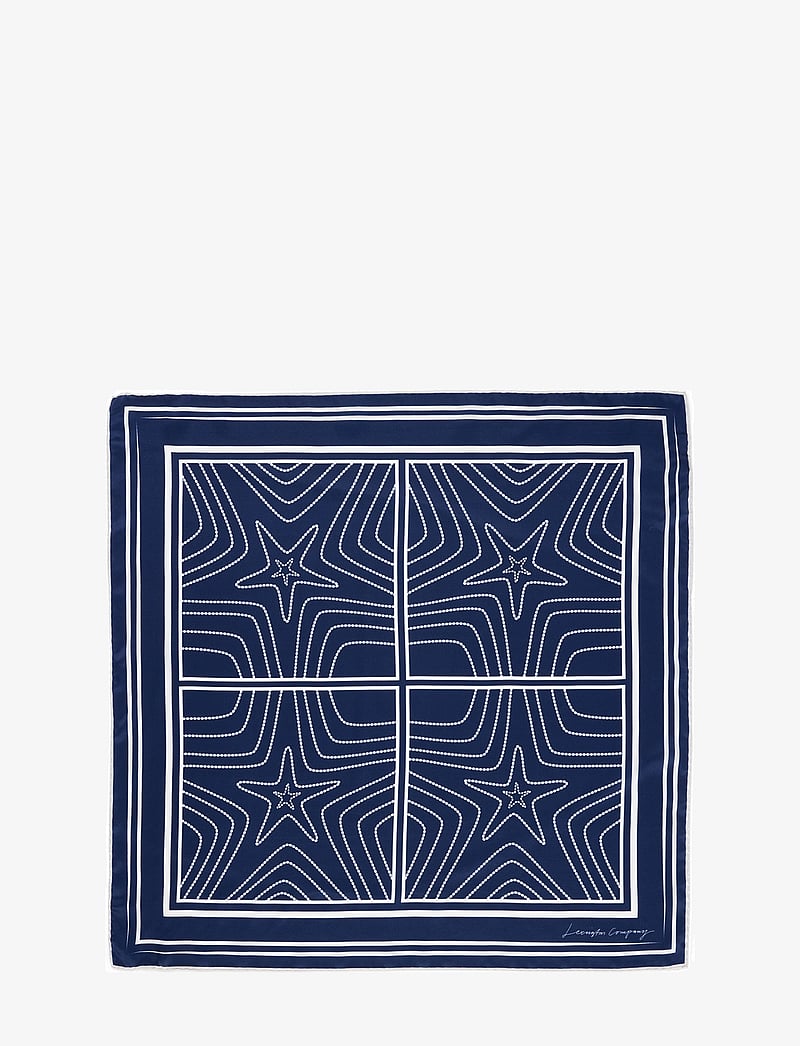 Lexington Clothing - Small Starfish Printed Silk Scarf - sjalar - blue print - 0