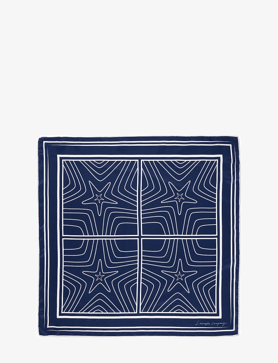 Lexington Clothing - Small Starfish Printed Silk Scarf - tynde tørklæder - blue print - 0