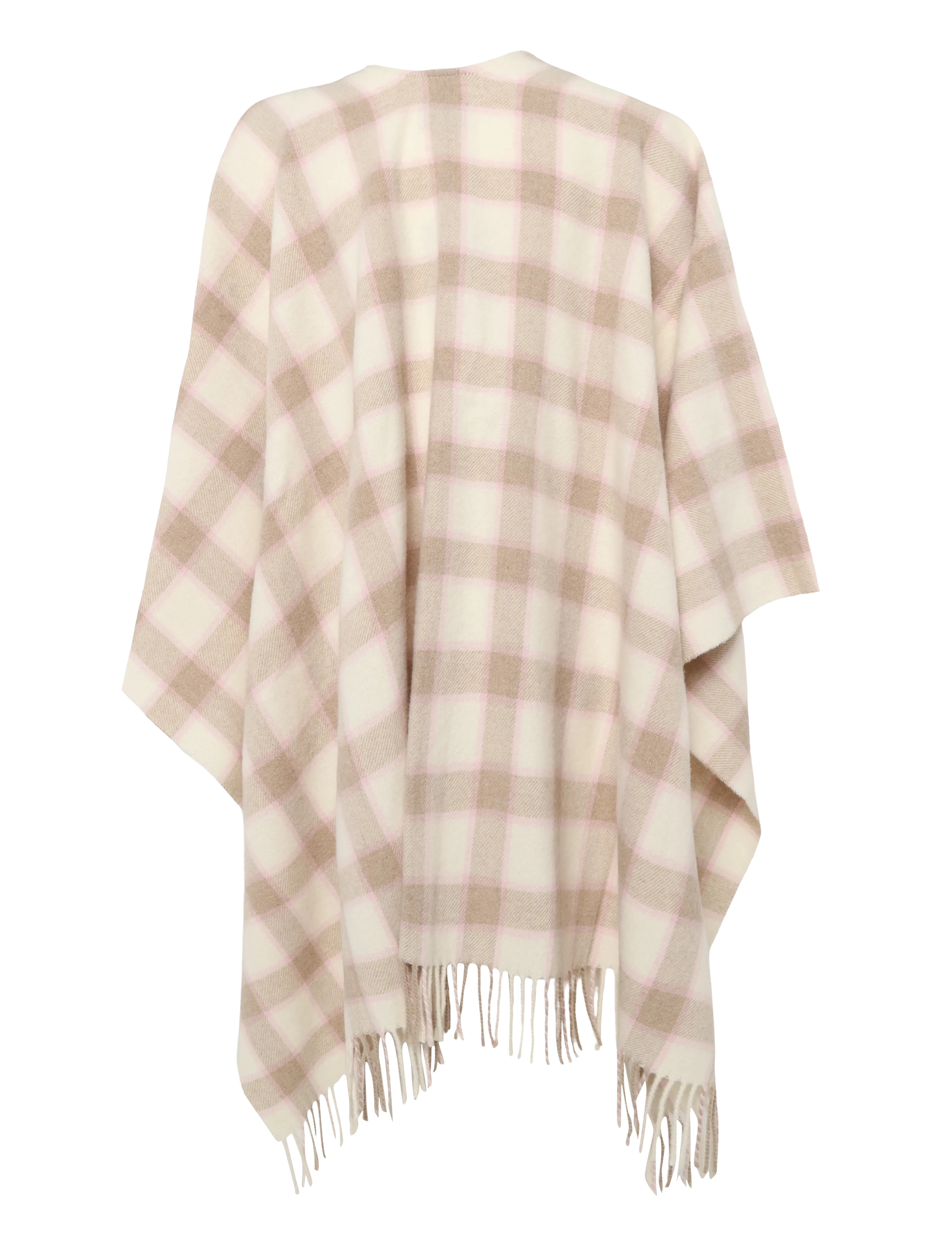 Lexington Clothing - Checked Recycled Wool Blend Poncho - ponchoer og kapper - off white/pink/beige check - 1