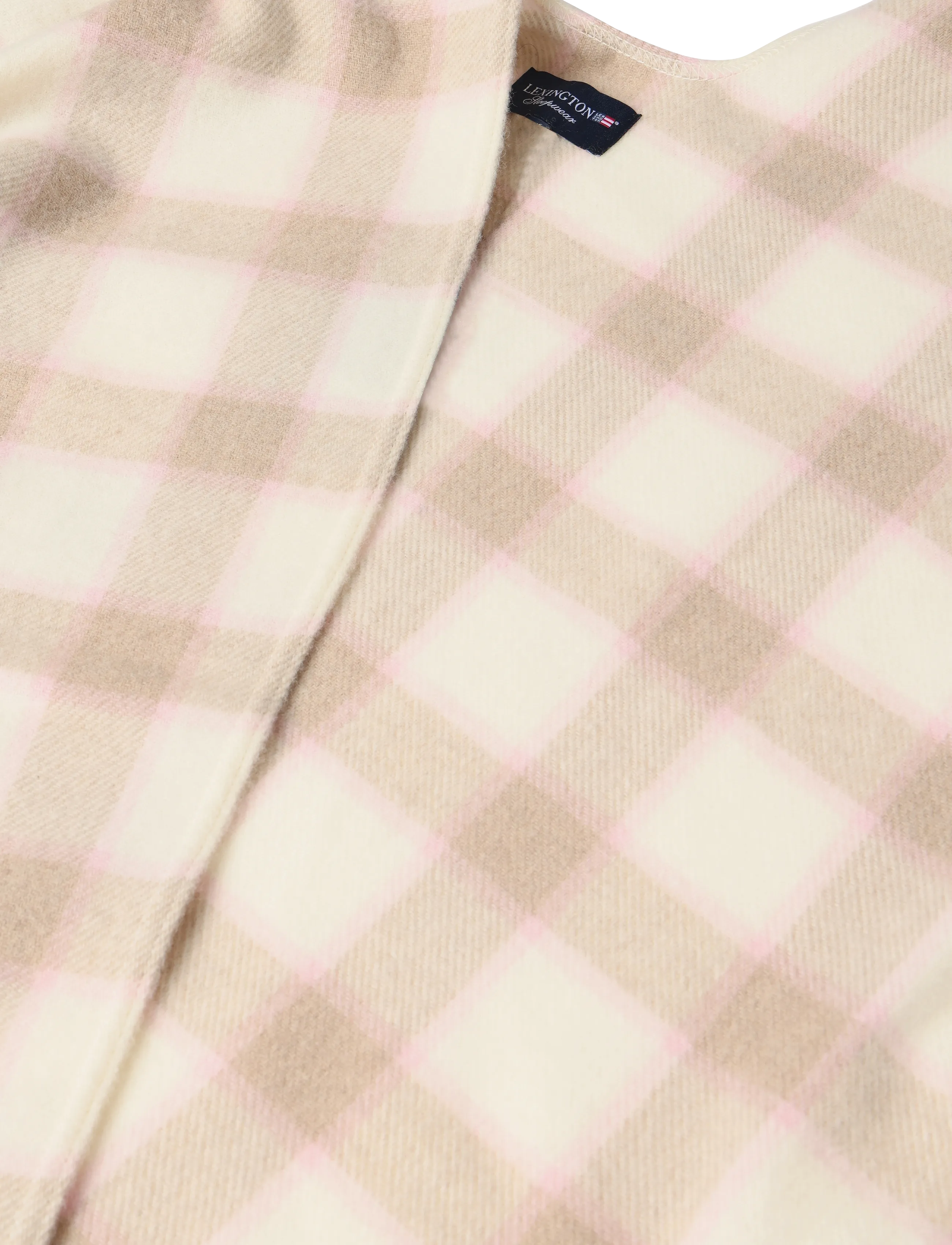 Lexington Clothing - Checked Recycled Wool Blend Poncho - ponchoer og kapper - off white/pink/beige check - 2