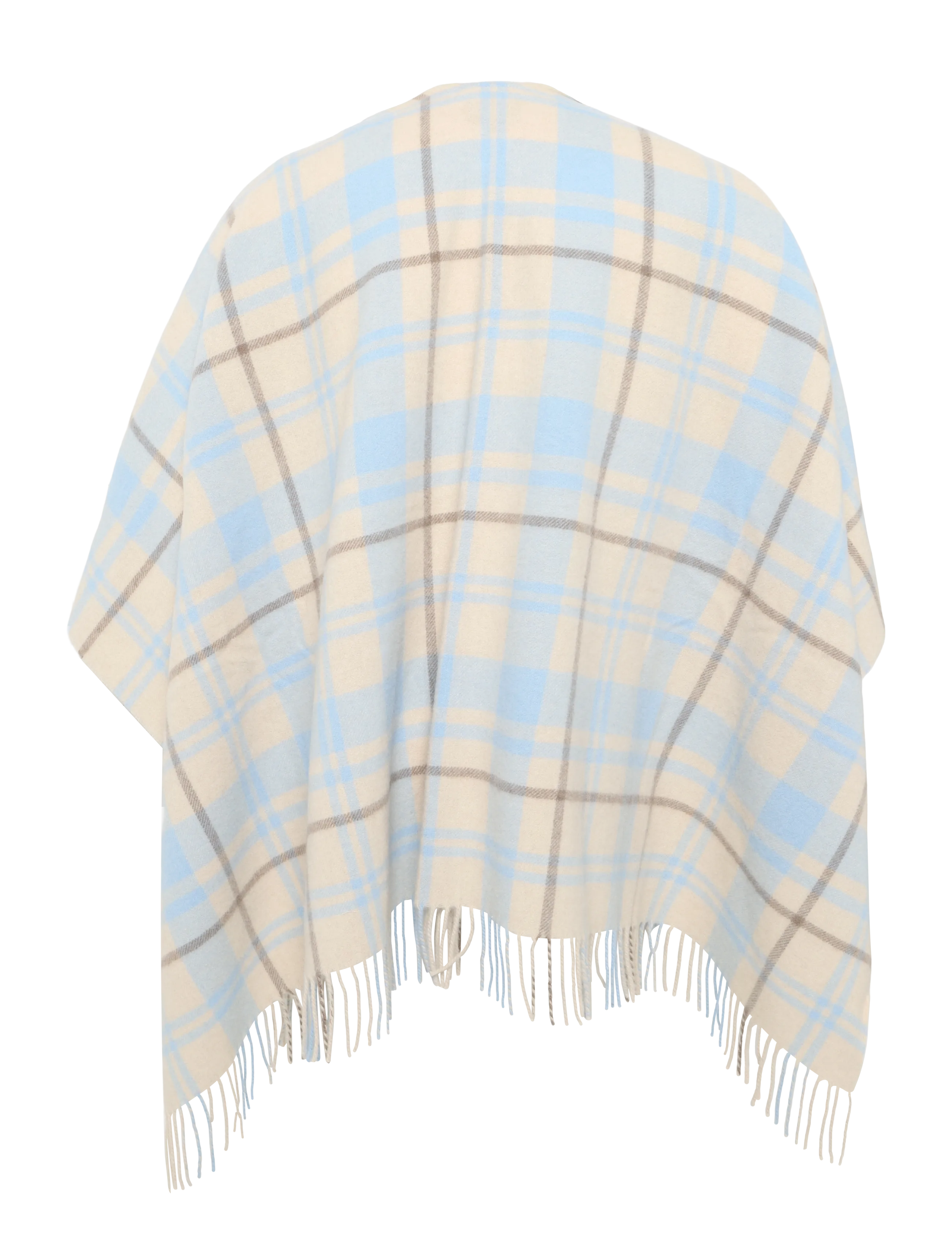 Lexington Clothing - Checked Recycled Wool Blend Poncho - ponchoer og kapper - off white/lt blue check - 1
