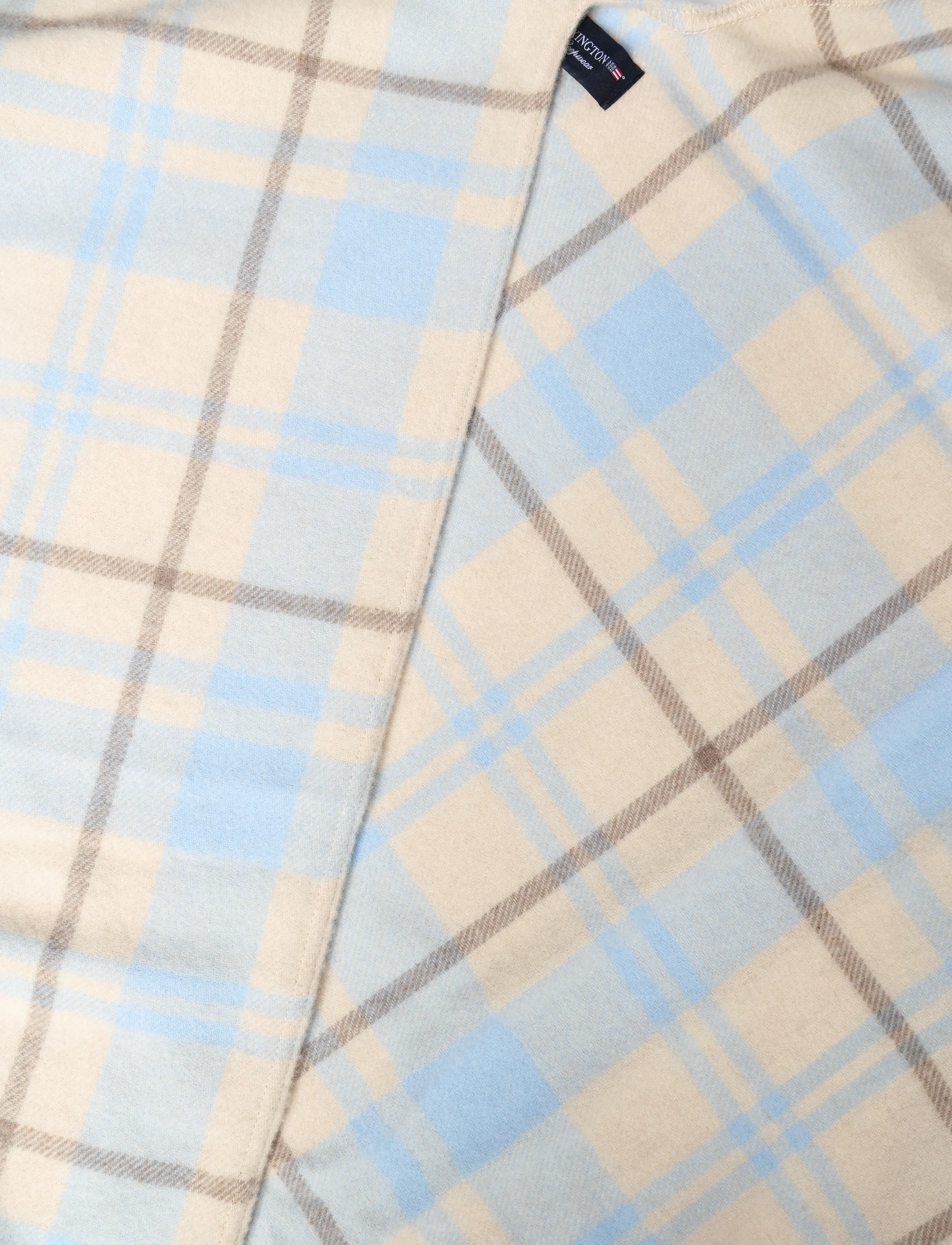 Lexington Clothing - Checked Recycled Wool Blend Poncho - ponchoer og kapper - off white/lt blue check - 2
