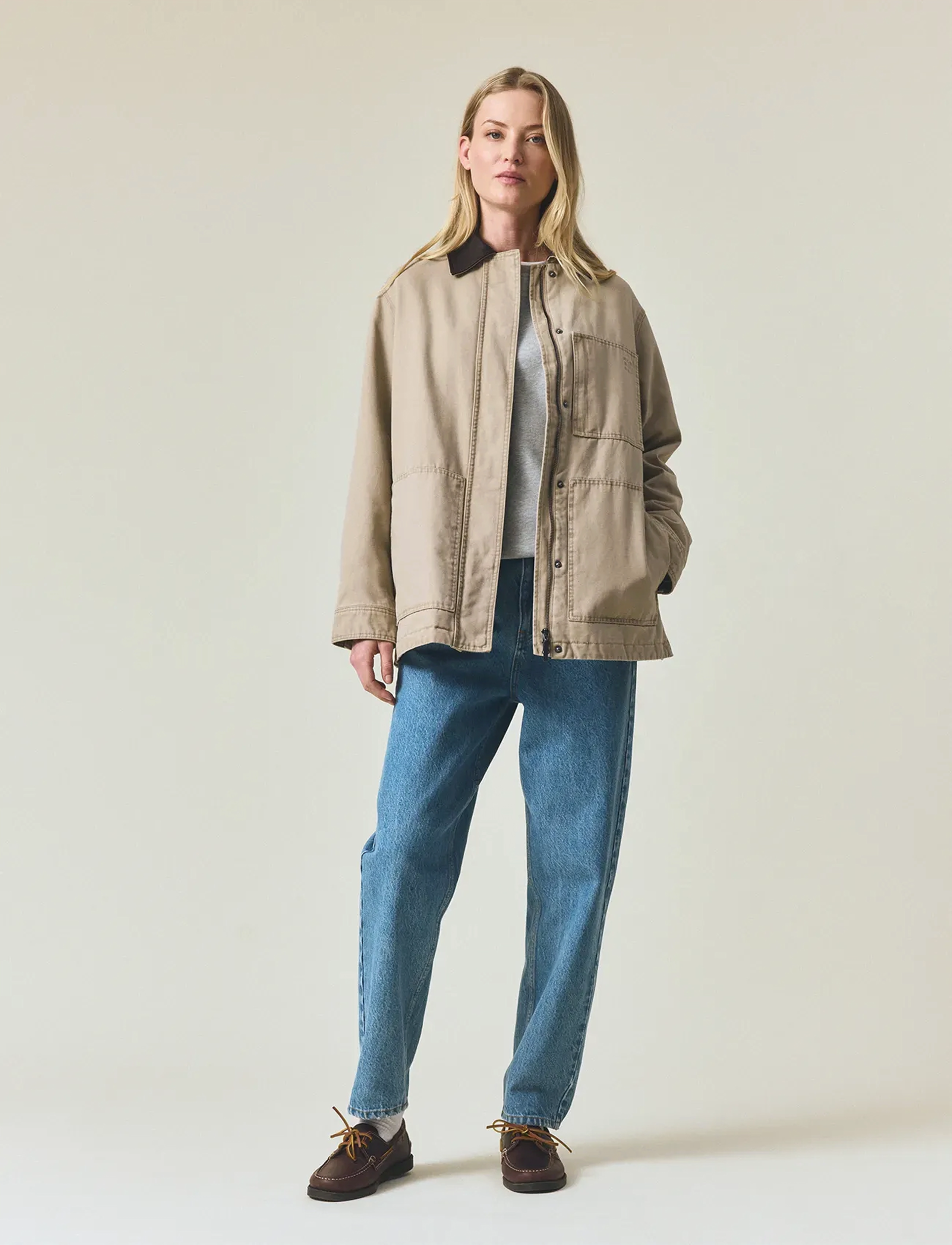 Lexington Clothing Cotton Canvas Chore Jacket, Kvinder, Arbejdsjakke, Beige, Str: M