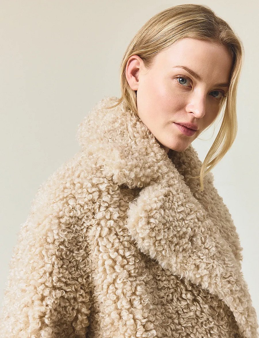 Lexington Clothing - Shearling Coat - tekoturkikset - light beige - 4