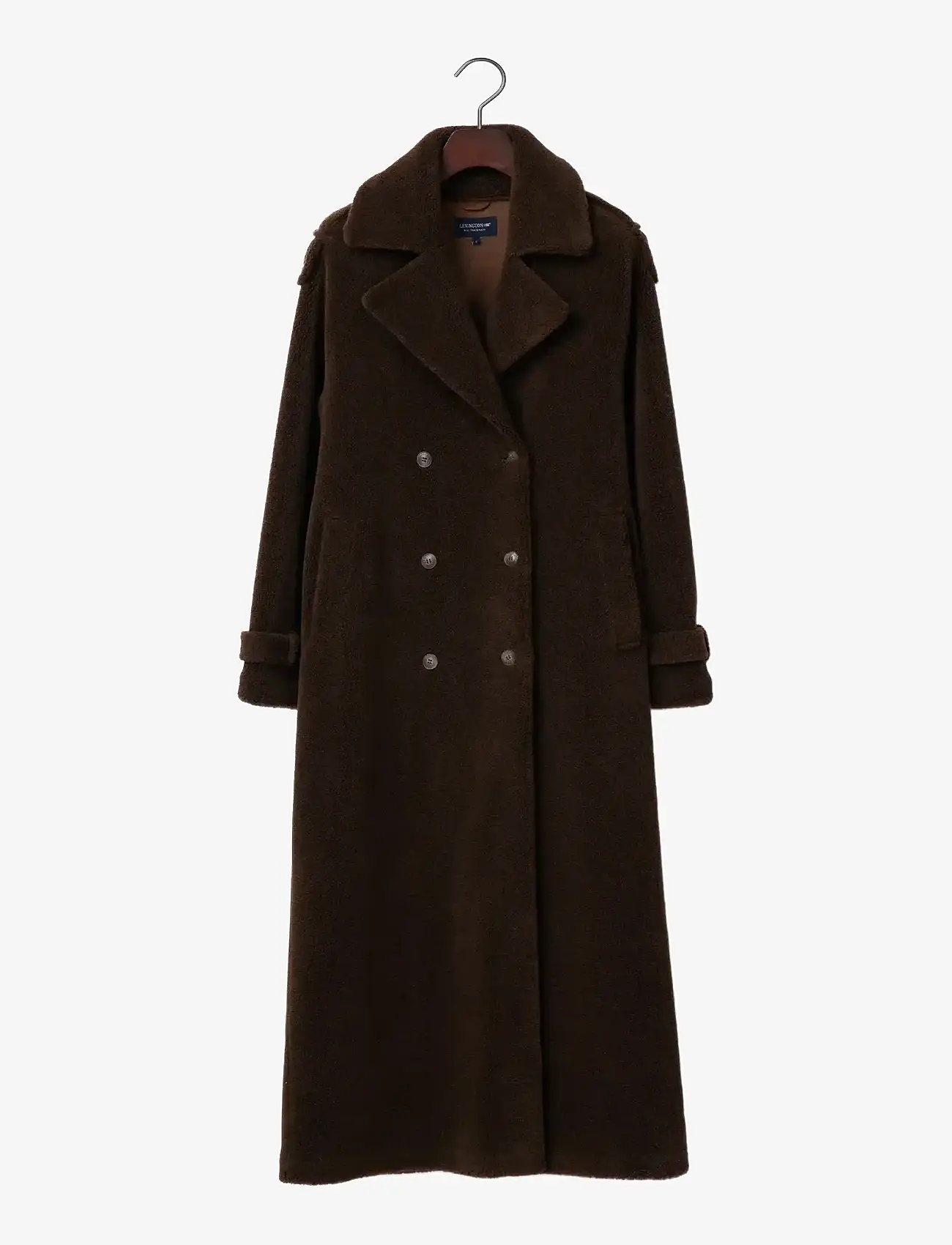 Lexington Clothing - Maxi Belted Wool Blend Teddy Coat - trenchcoats - dark brown - 1