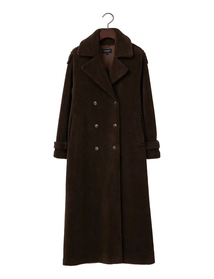 Lexington Clothing - Maxi Belted Wool Blend Teddy Coat - vihmamantlid - dark brown - 1