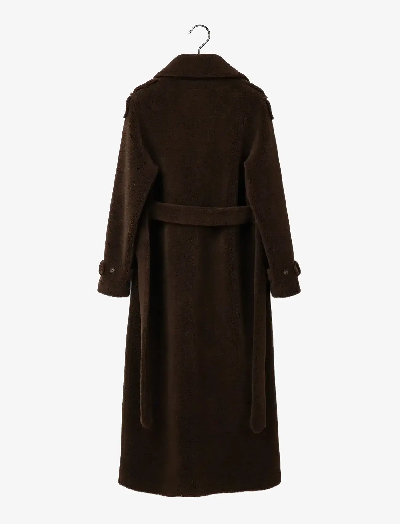 Lexington Clothing - Maxi Belted Wool Blend Teddy Coat - trenchcoats - dark brown - 2