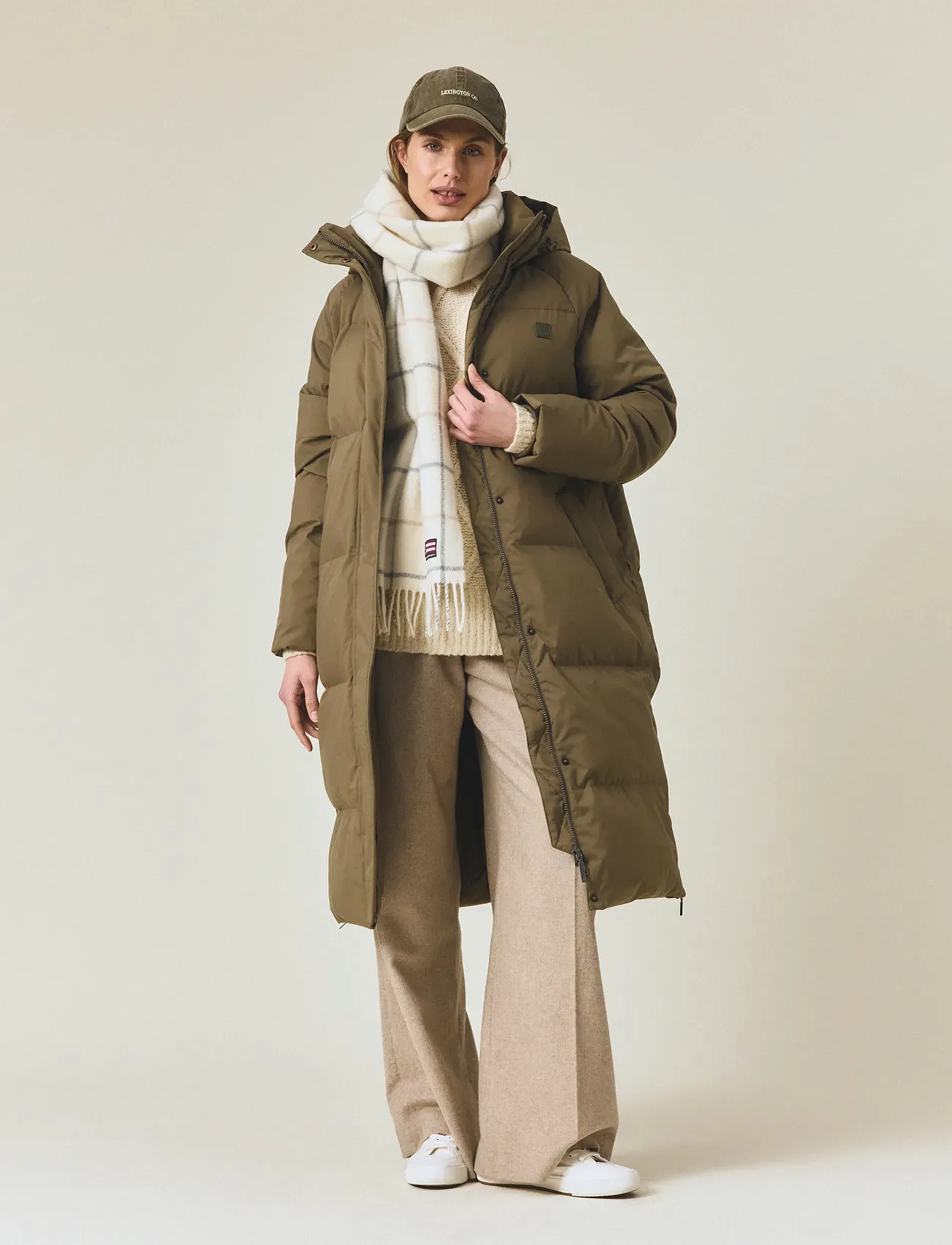 Lexington Clothing Long Down Parka, Kvinder, Lang Dunparka, Kakigrøn, Str: L