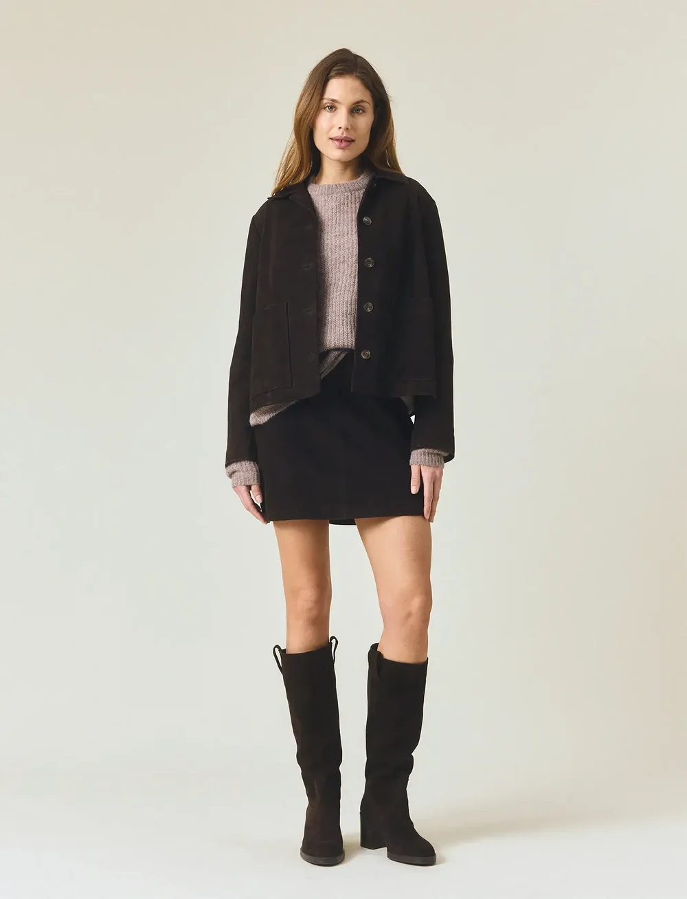 Lexington Clothing - Short Suede Jacket - utility jakid - dark brown - 0