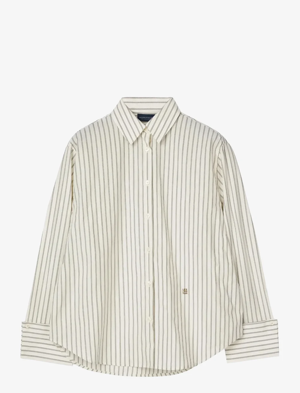Lexington Clothing - Folded Cuffs Oversized Striped Shirt - langærmede skjorter - green/white stripe - 1