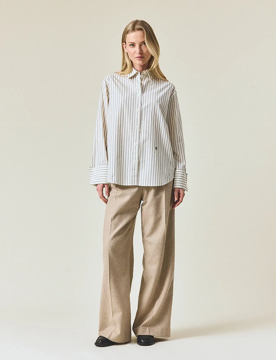 Lexington Clothing - Folded Cuffs Oversized Striped Shirt - green/white stripe - 0