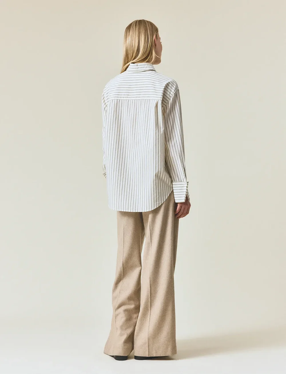 Lexington Clothing - Folded Cuffs Oversized Striped Shirt - langærmede skjorter - green/white stripe - 2