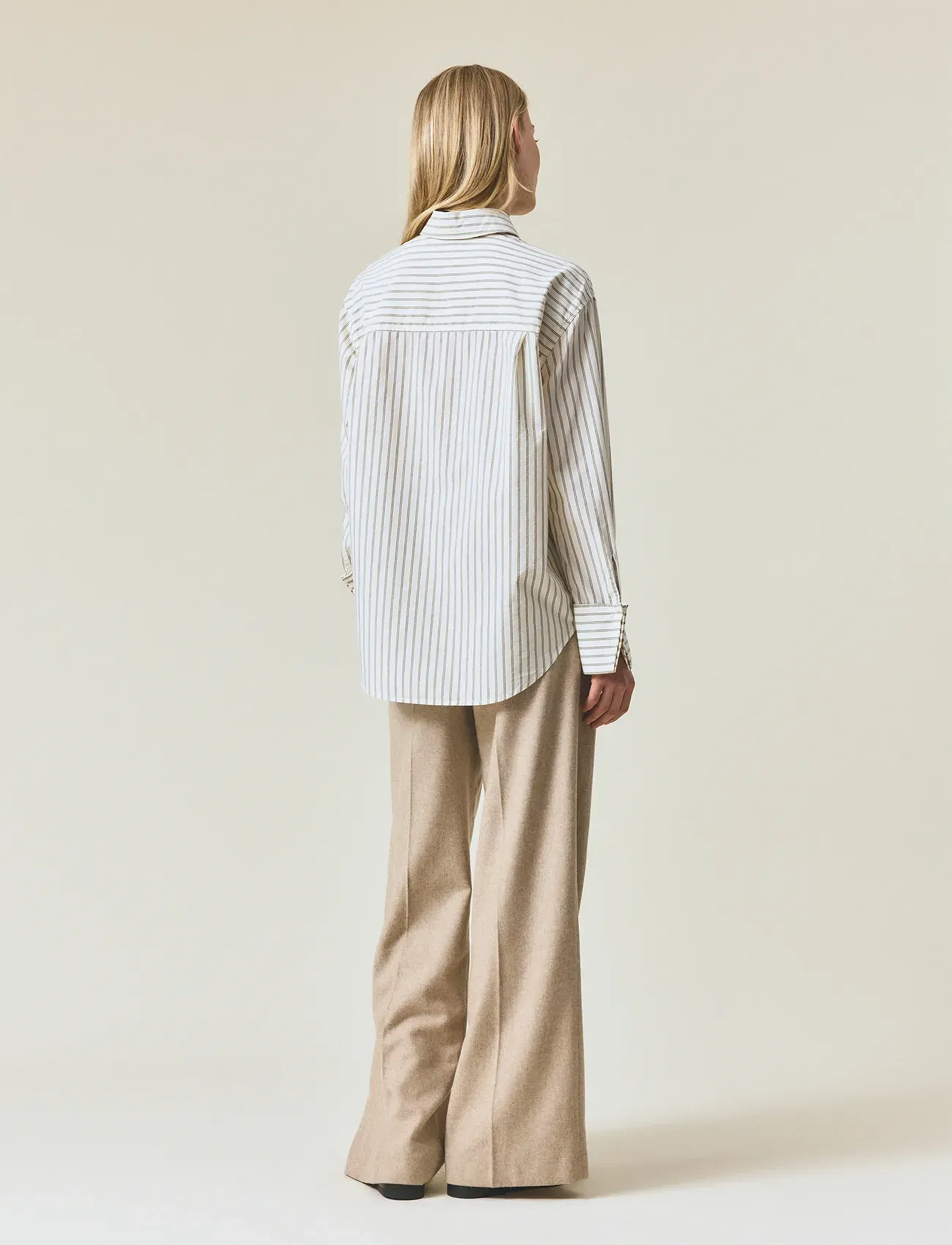 Lexington Clothing - Folded Cuffs Oversized Striped Shirt - green/white stripe - 2