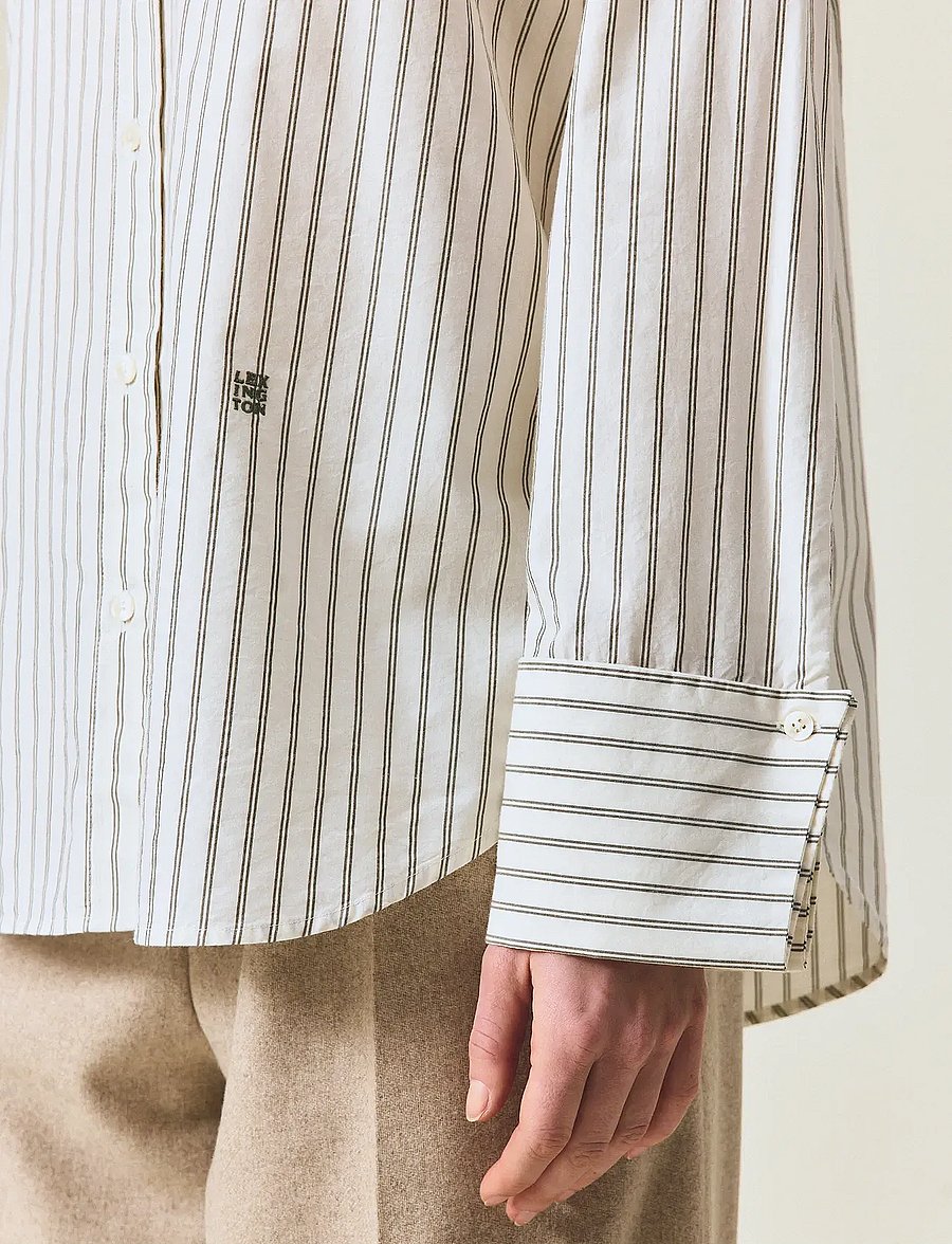 Lexington Clothing - Folded Cuffs Oversized Striped Shirt - green/white stripe - 3