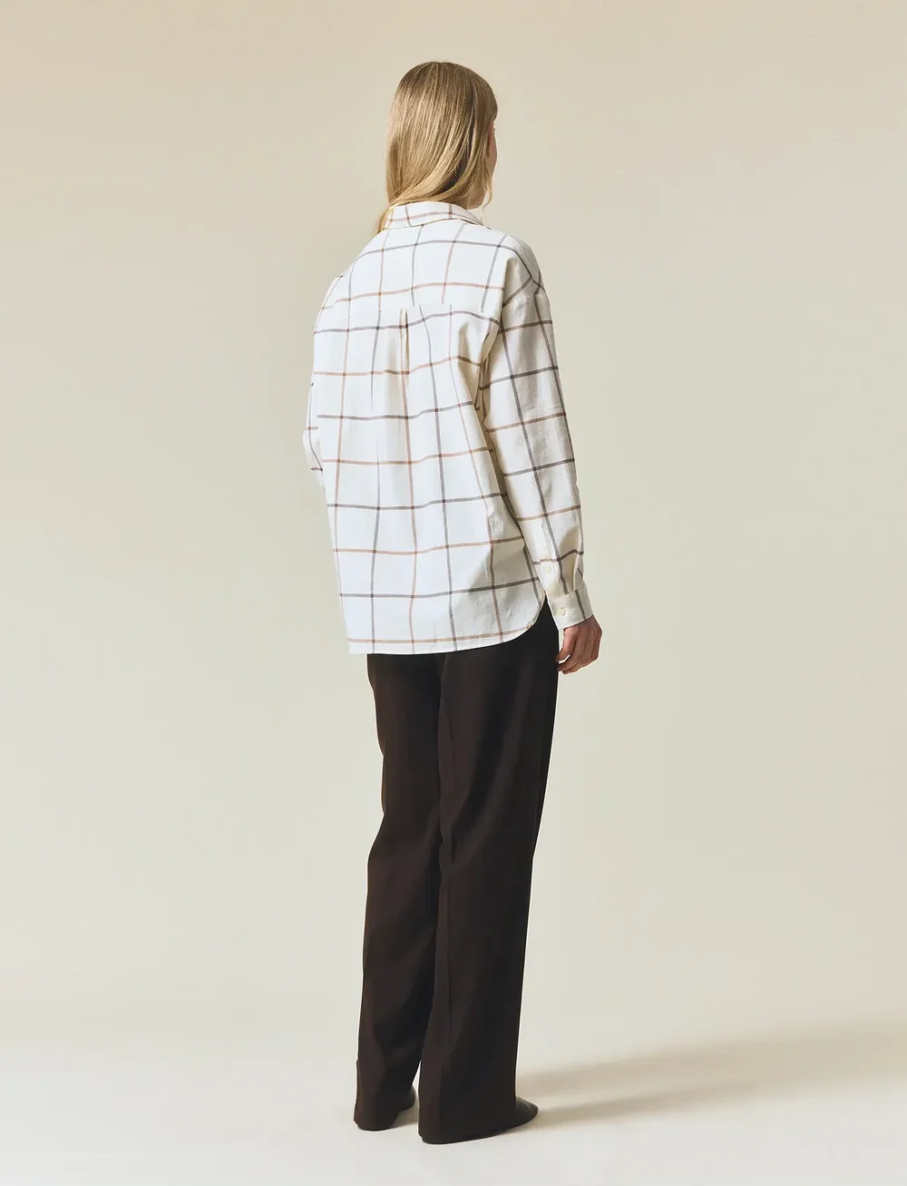 Lexington Clothing - Casual Organic Cotton Check Flannel Shirt - långärmade skjortor - grey/beige check - 3