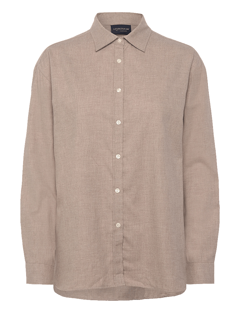 Lexington Clothing - Casual Cotton Flannel Solid Shirt - long-sleeved shirts - brown melange - 0