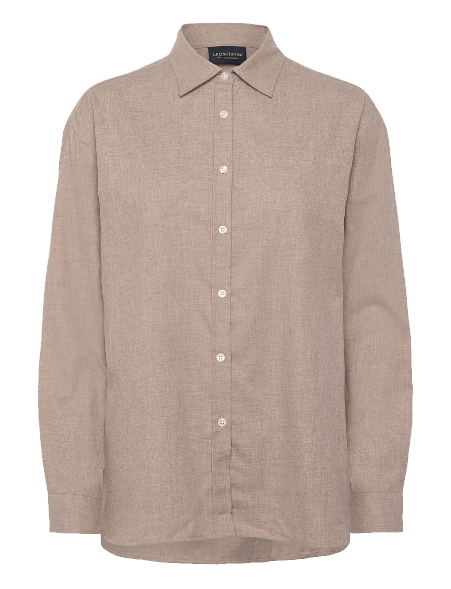 Lexington Clothing - Casual Cotton Flannel Solid Shirt - pitkähihaiset kauluspaidat - brown melange - 0