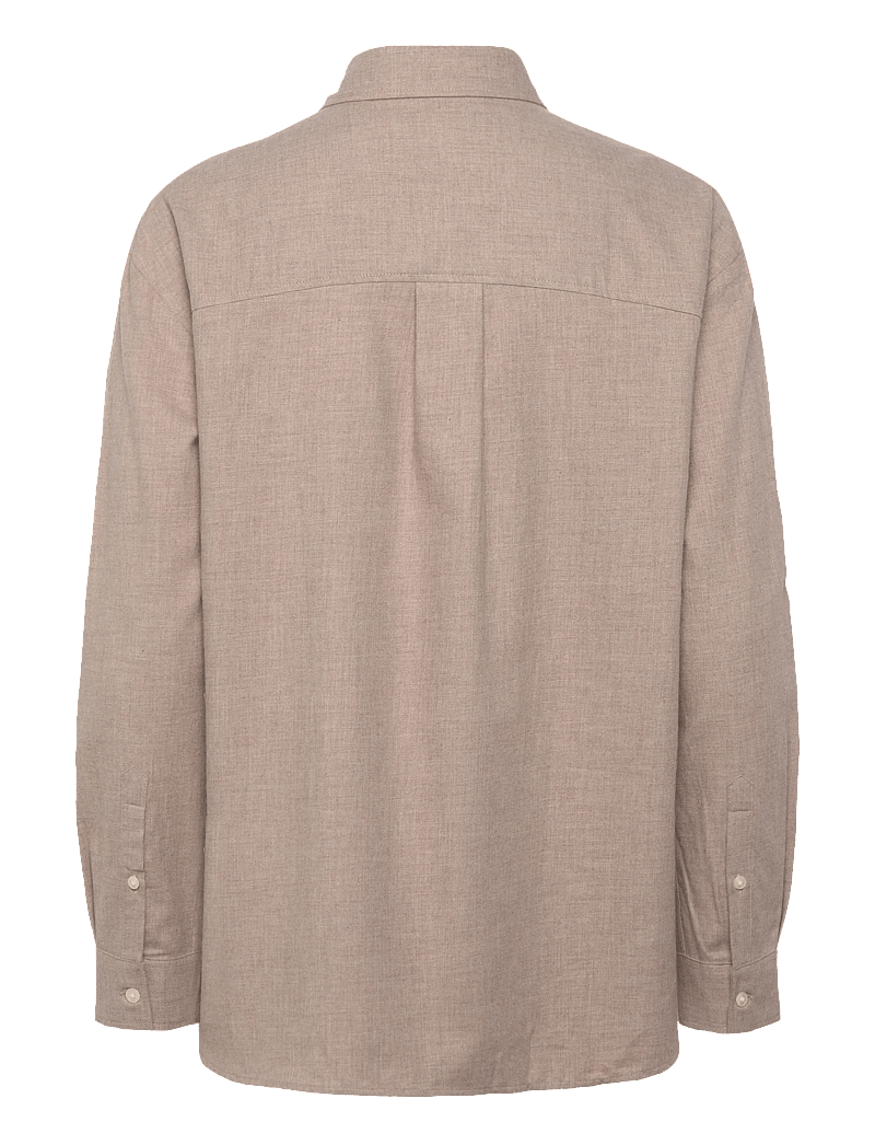 Lexington Clothing - Casual Cotton Flannel Solid Shirt - long-sleeved shirts - brown melange - 1