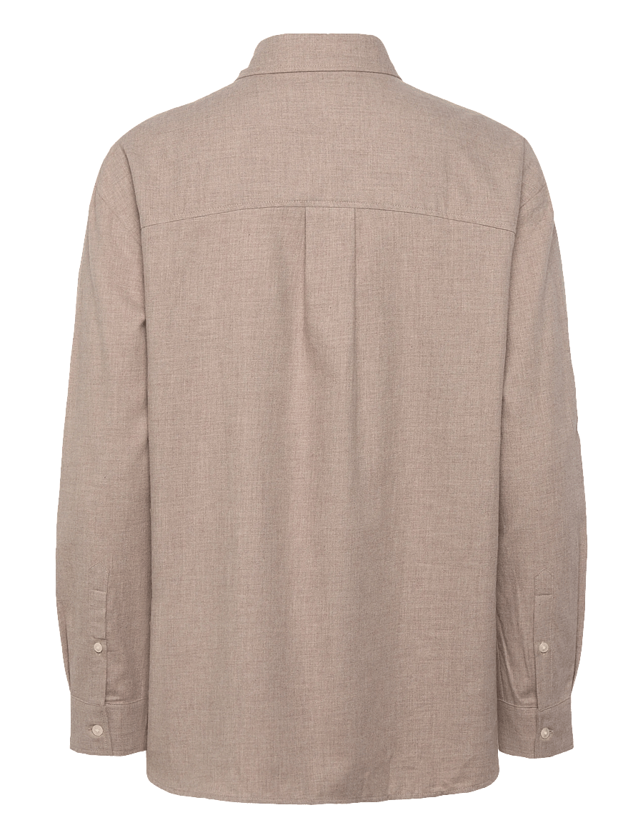 Lexington Clothing - Casual Cotton Flannel Solid Shirt - pitkähihaiset kauluspaidat - brown melange - 1