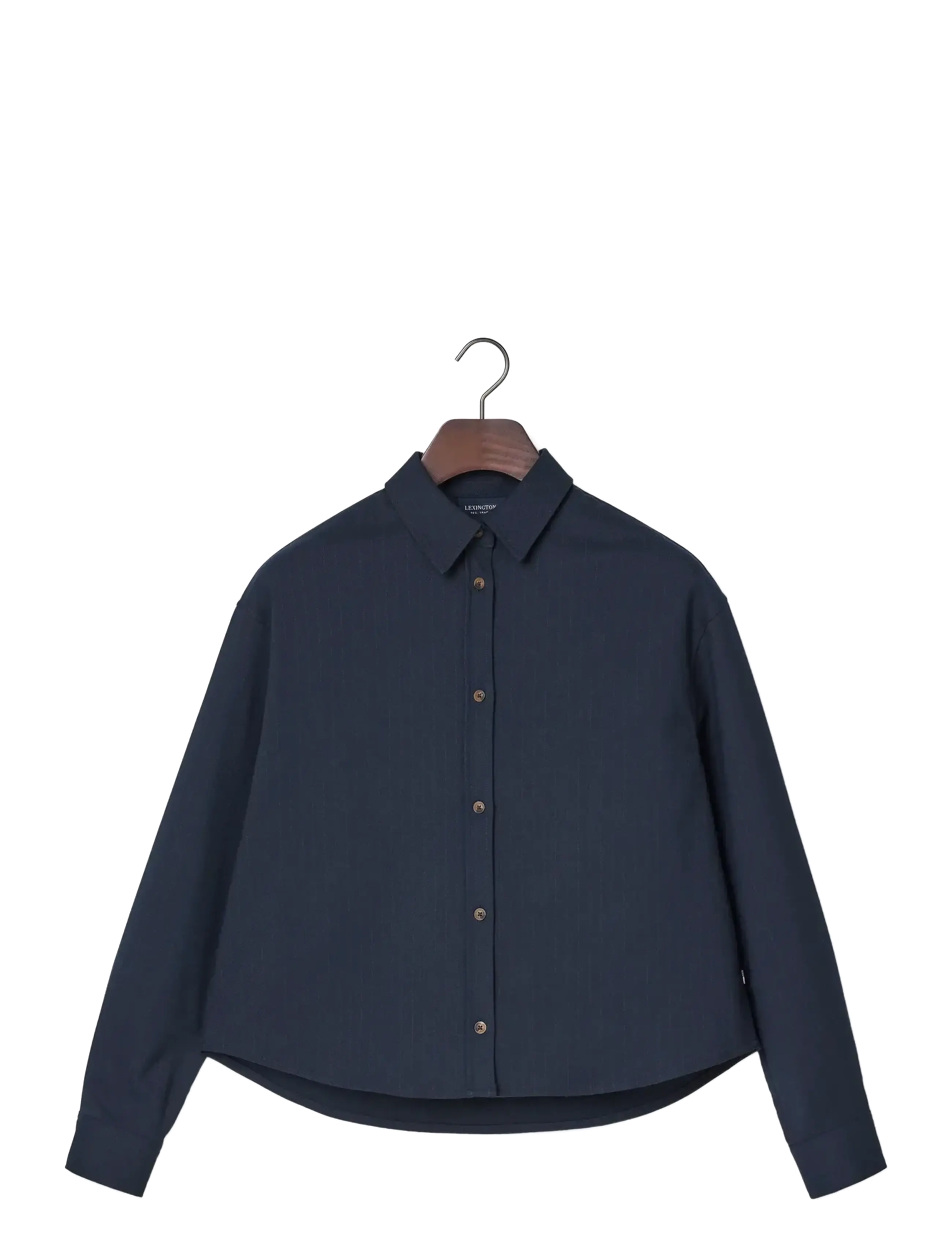Lexington Clothing Cropped Pinstripe Shirt - Transitional Layering - DARK BLUE/BROWN STRIPE / black