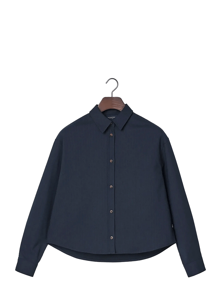 Lexington Clothing - Cropped Pinstripe Shirt - chemises à manches longues - dark blue/brown stripe - 1