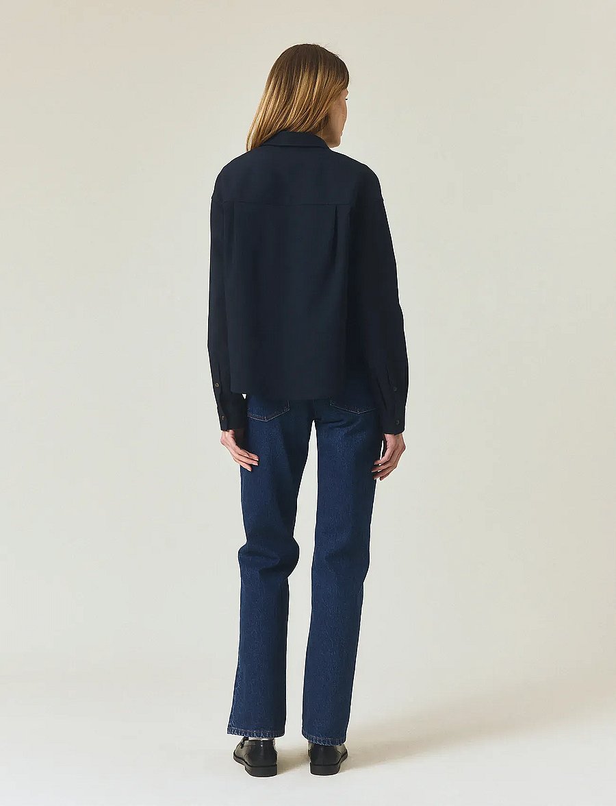 Lexington Clothing - Cropped Pinstripe Shirt - langermede skjorter - dark blue/brown stripe - 3