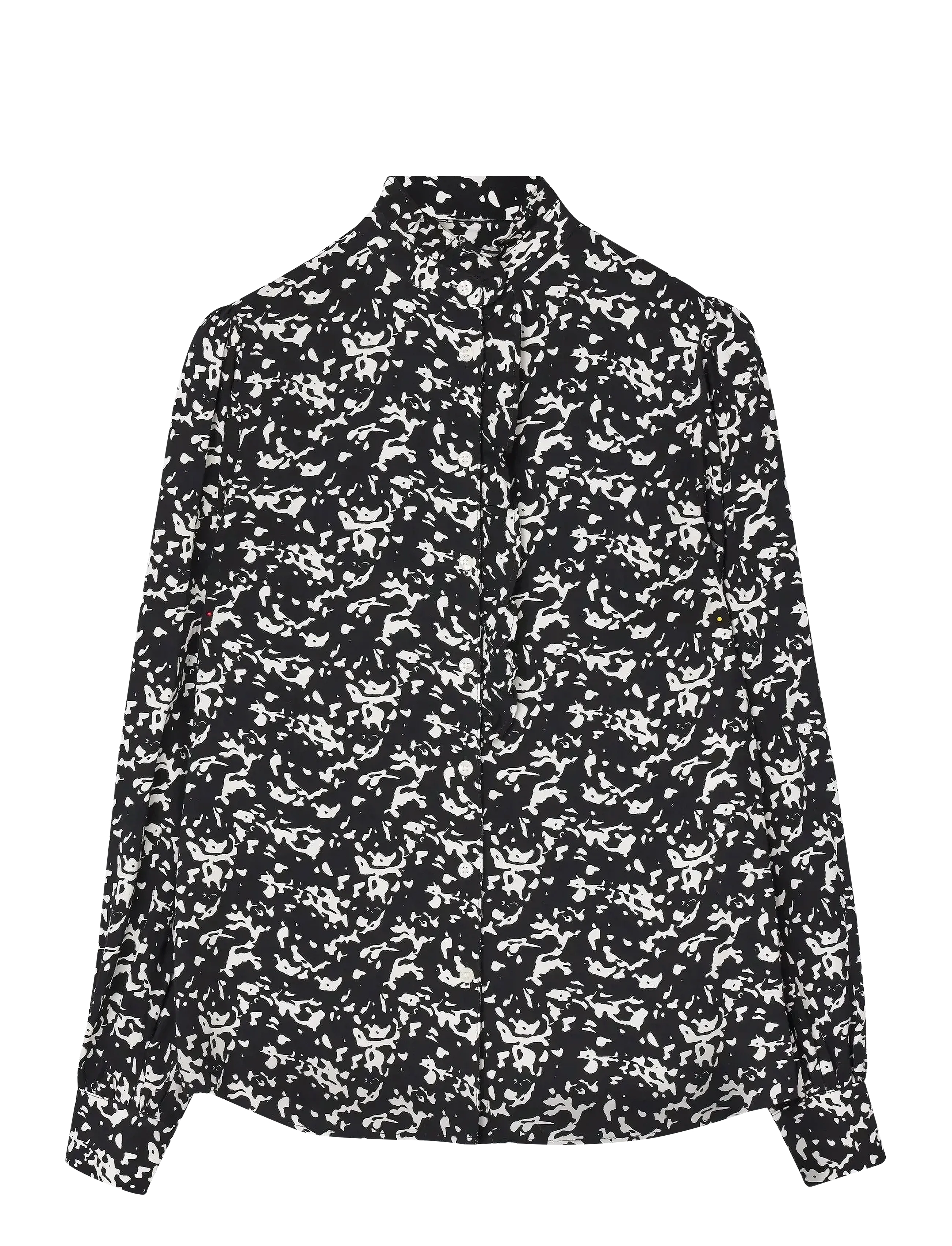 Lexington Clothing Printed Frill Blouse - Bluser - BLACK/WHITE PRINT / white