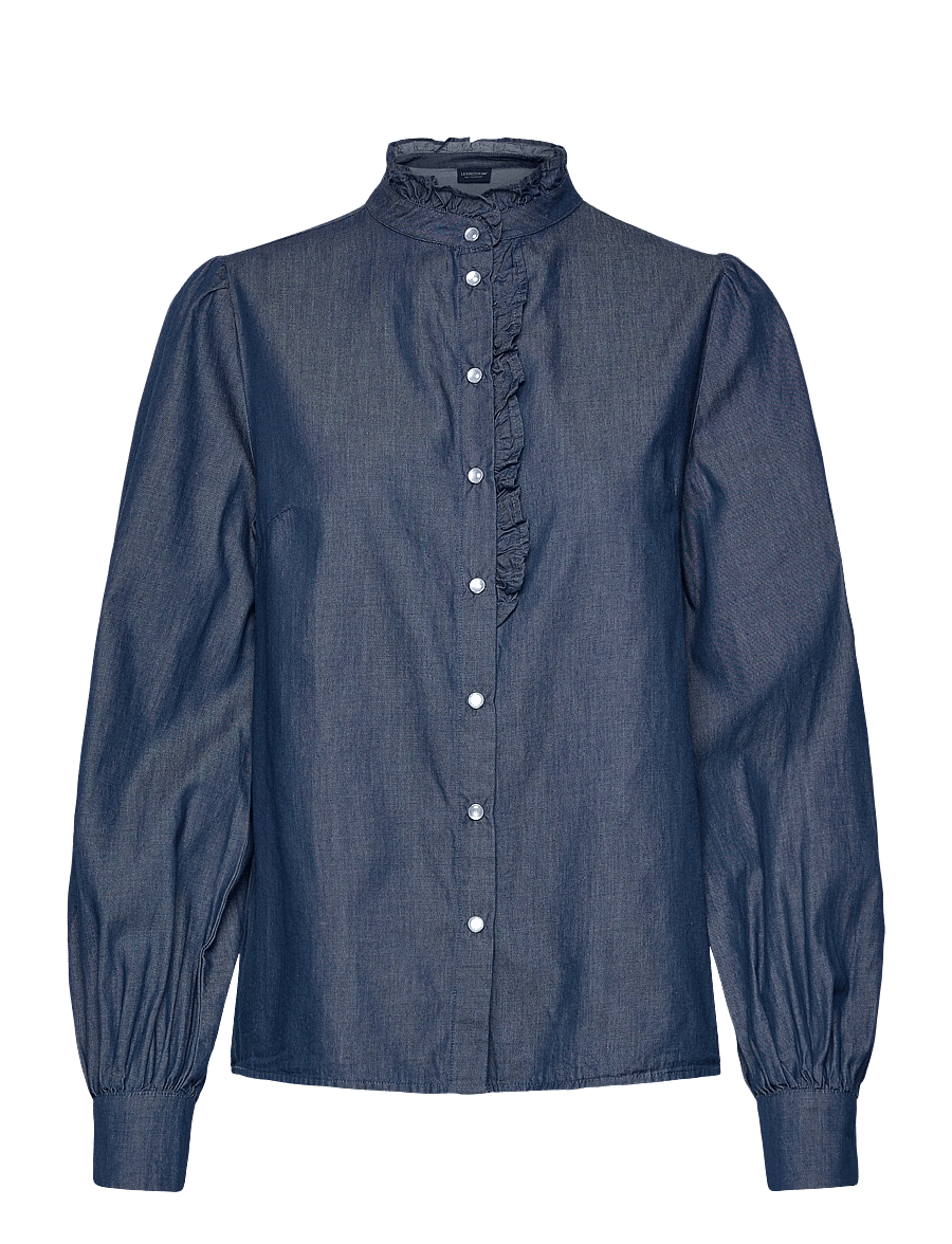 Lexington Clothing - Denim Frill Blouse - jeanshemden - medium blue denim - 1