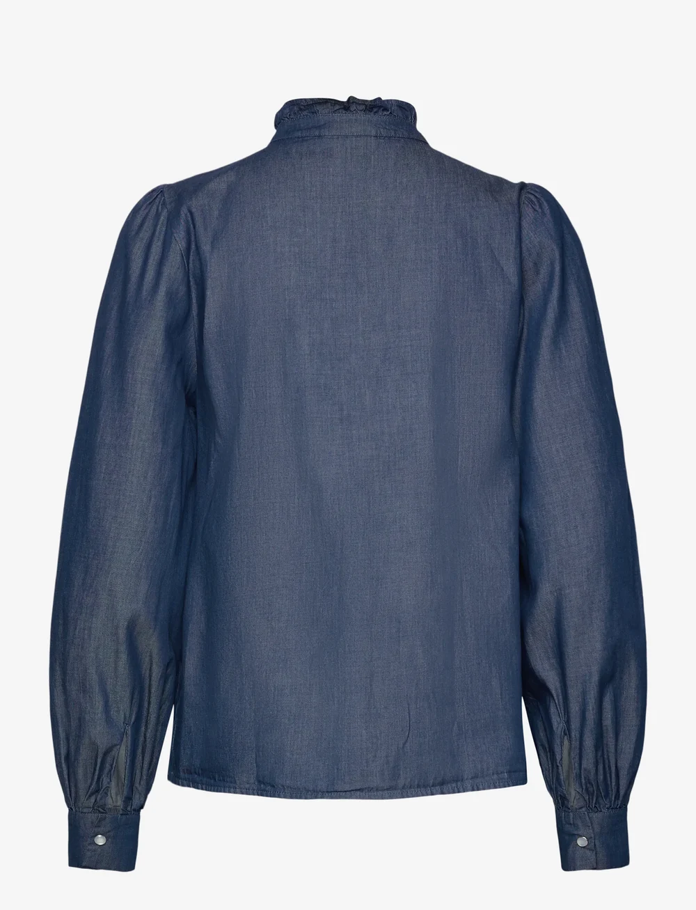 Lexington Clothing - Denim Frill Blouse - jeansskjortor - medium blue denim - 2
