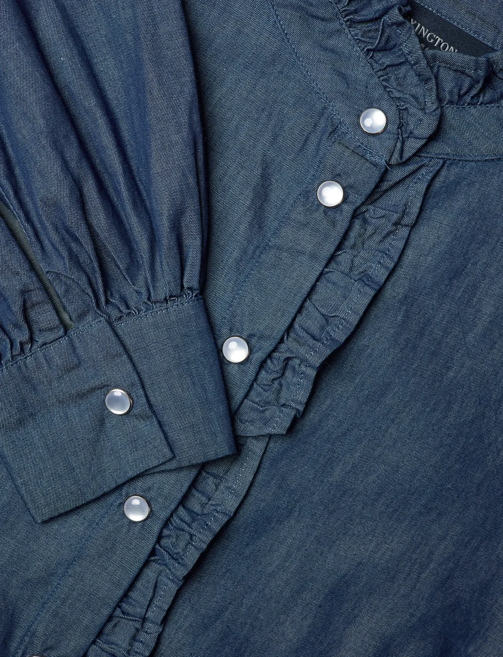 Lexington Clothing - Denim Frill Blouse - jeansskjortor - medium blue denim - 5