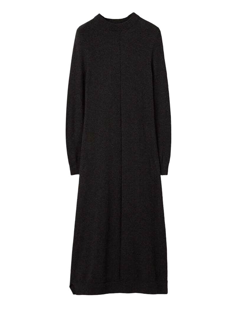 Lexington Clothing - Straight Fit Midi Knitted Dress - stickade klänningar - dark brown melange - 1